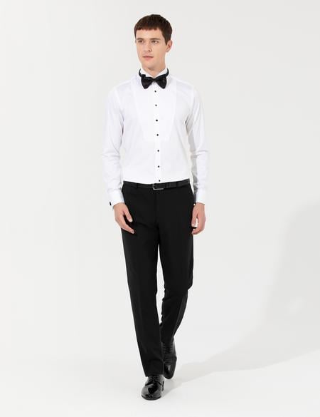 Beyaz Ex. Slim Fit Smokin Gömlek - 50258977007