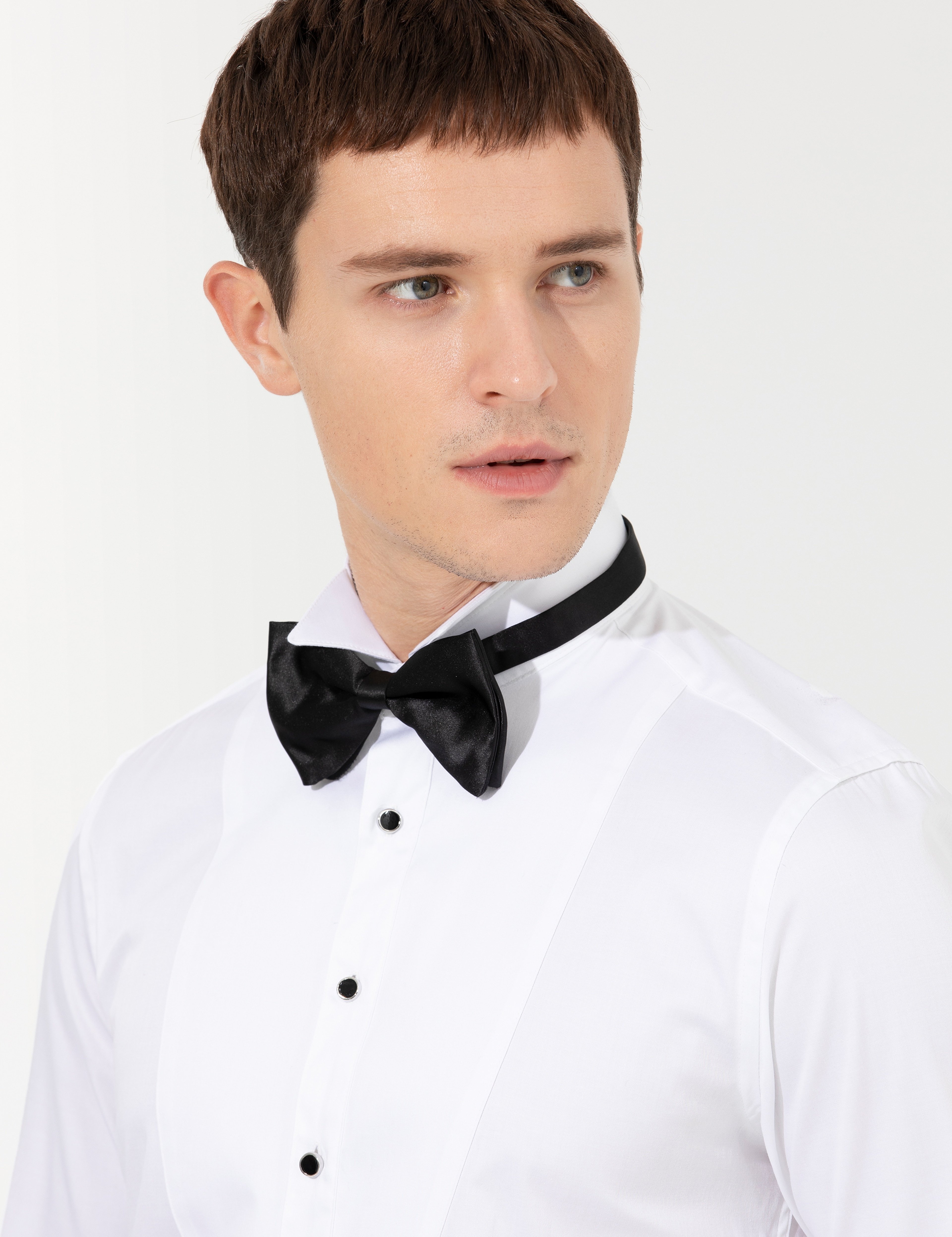 Beyaz Ex. Slim Fit Smokin Gömlek - Image 2