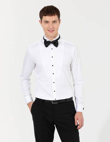 Beyaz Ex. Slim Fit Smokin Gömlek
