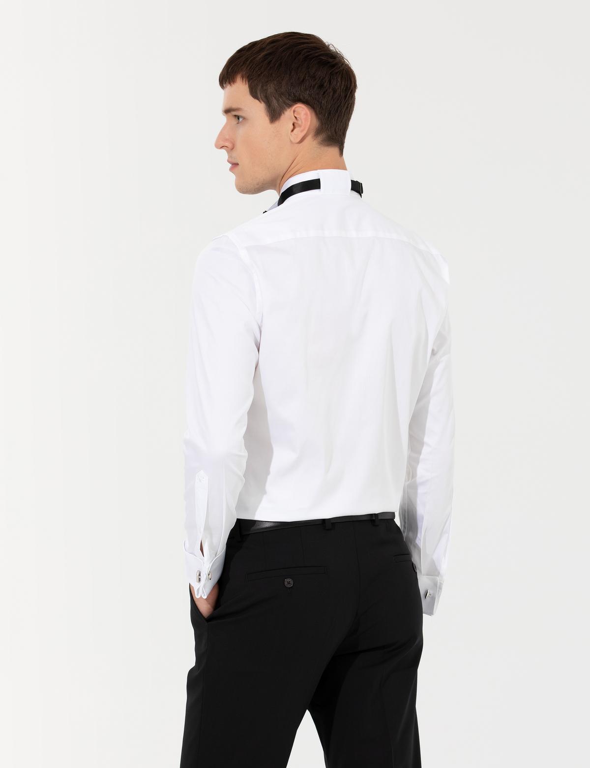 Beyaz Ex. Slim Fit Smokin Gömlek - 50258977007