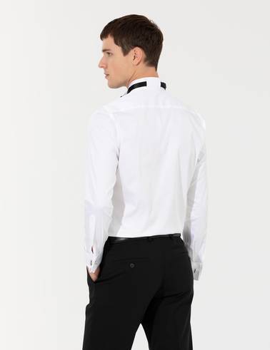 Beyaz Ex. Slim Fit Smokin Gömlek