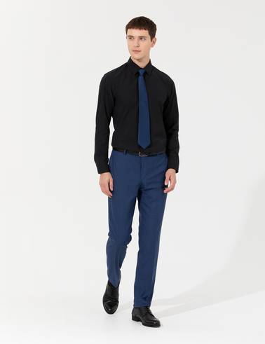 Siyah Slim Fit Uzun Kollu Klasik Gömlek