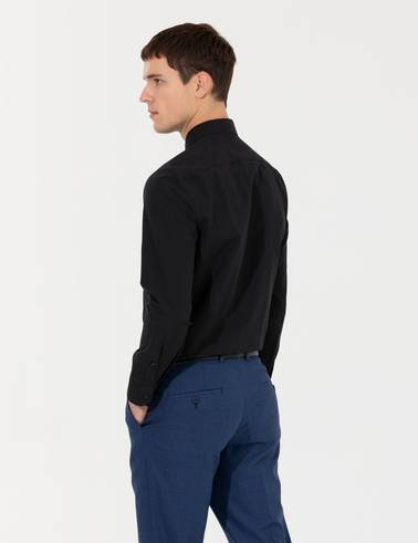 Siyah Slim Fit Uzun Kollu Klasik Gömlek