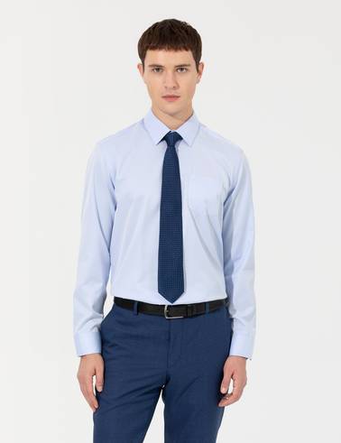 Açık Mavi Regular Fit Uzun Kollu Basic Gömlek