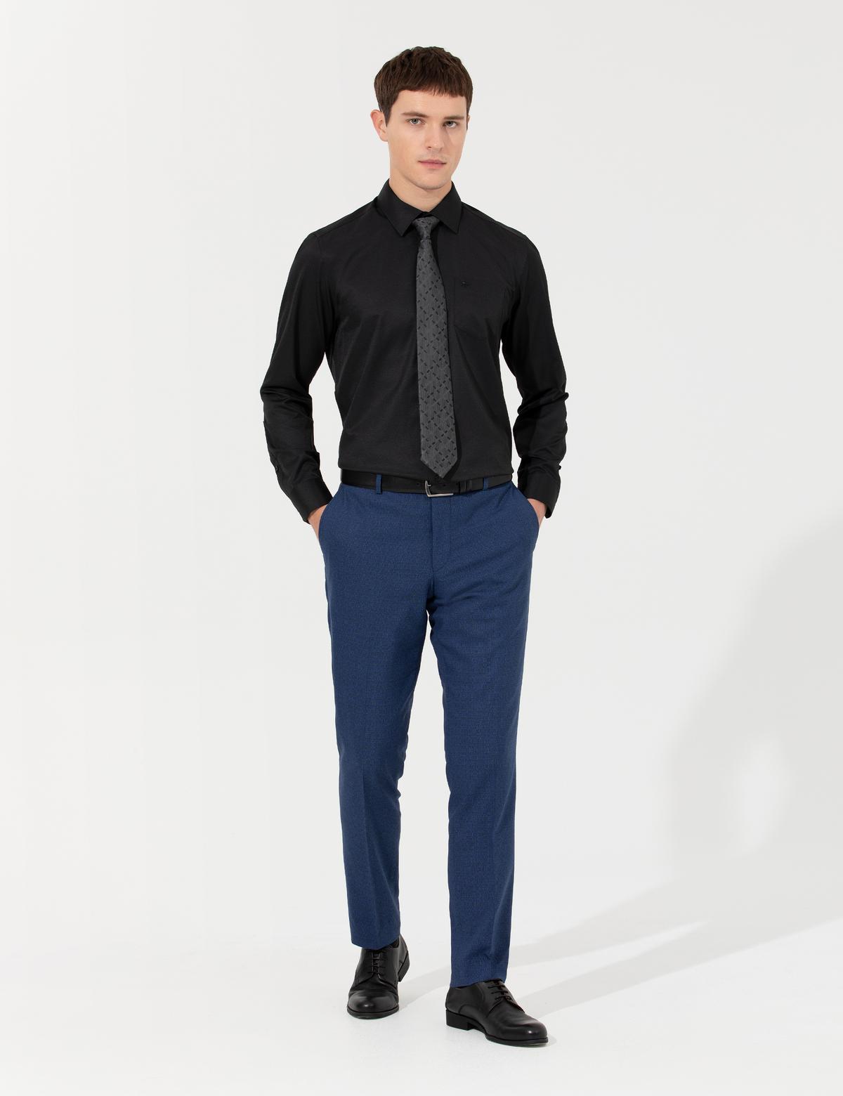 Siyah Regular Fit Uzun Kollu Basic Gömlek - 50251186015