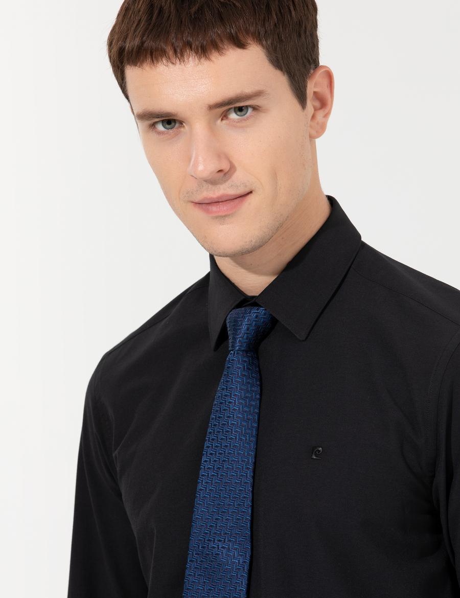 Siyah Slim Fit Uzun Kollu Klasik Gömlek