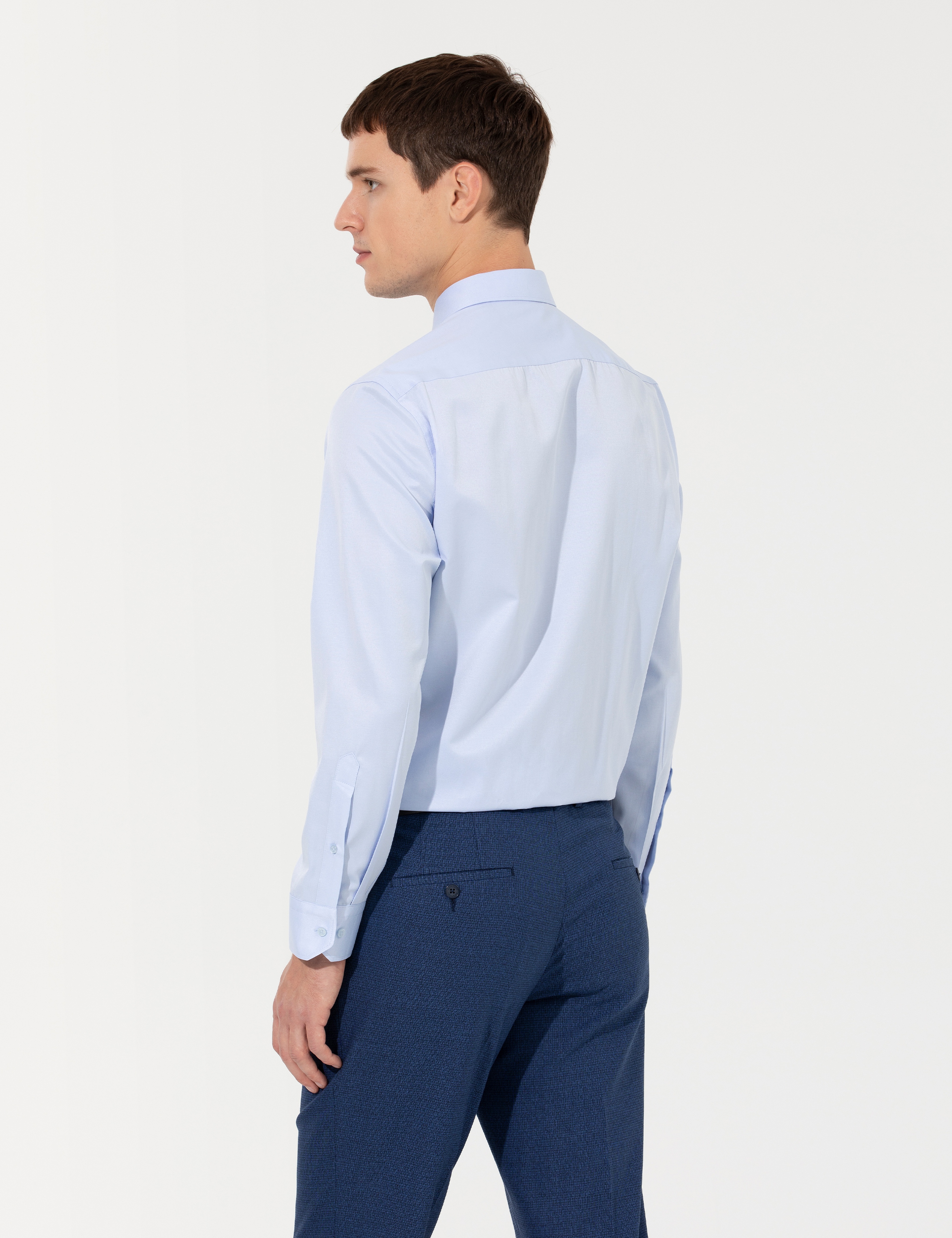 Açık Mavi Regular Fit Uzun Kollu Basic Gömlek