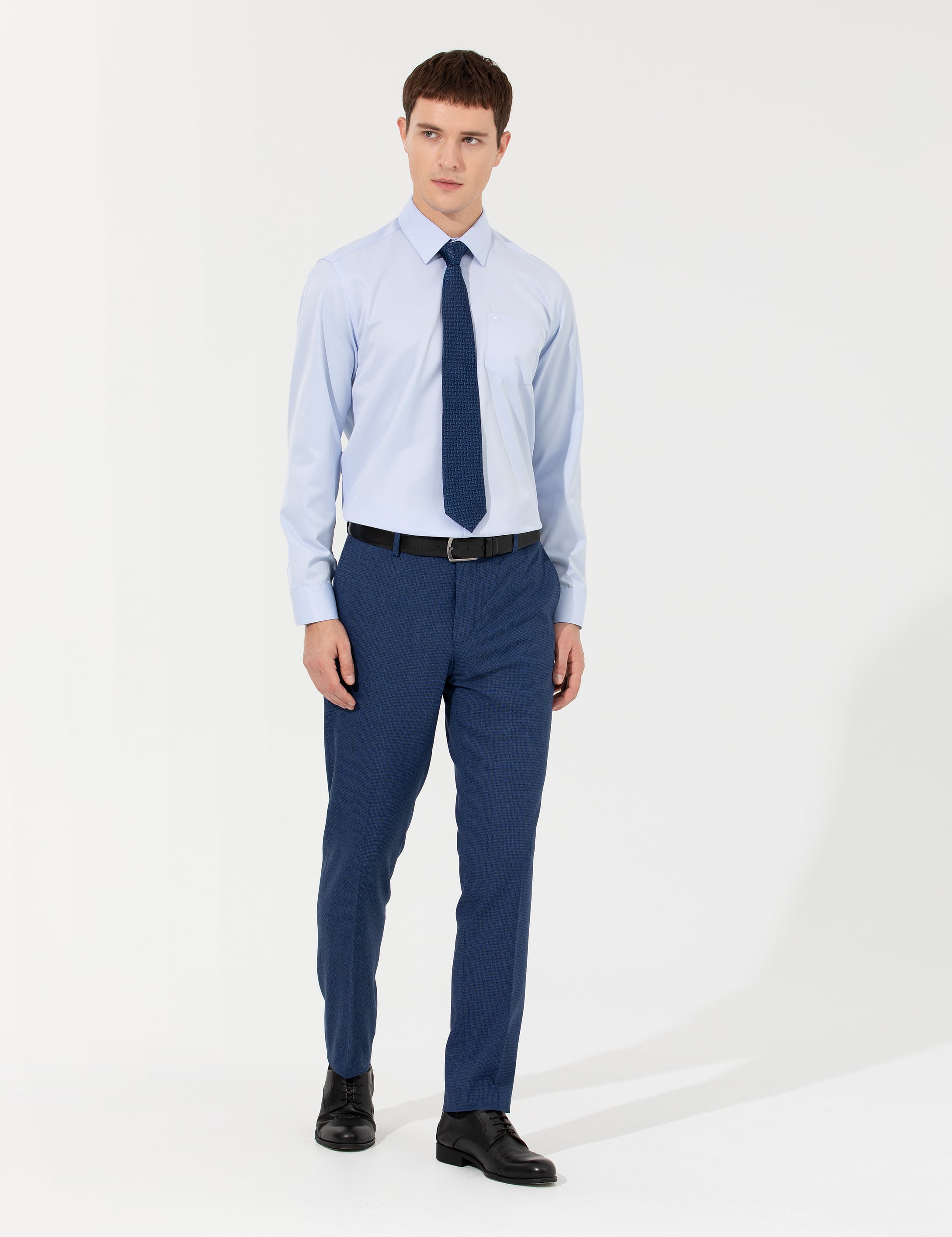 Pierre Cardin Açık Mavi Regular Fit Uzun Kollu Basic Gömlek görsel 4