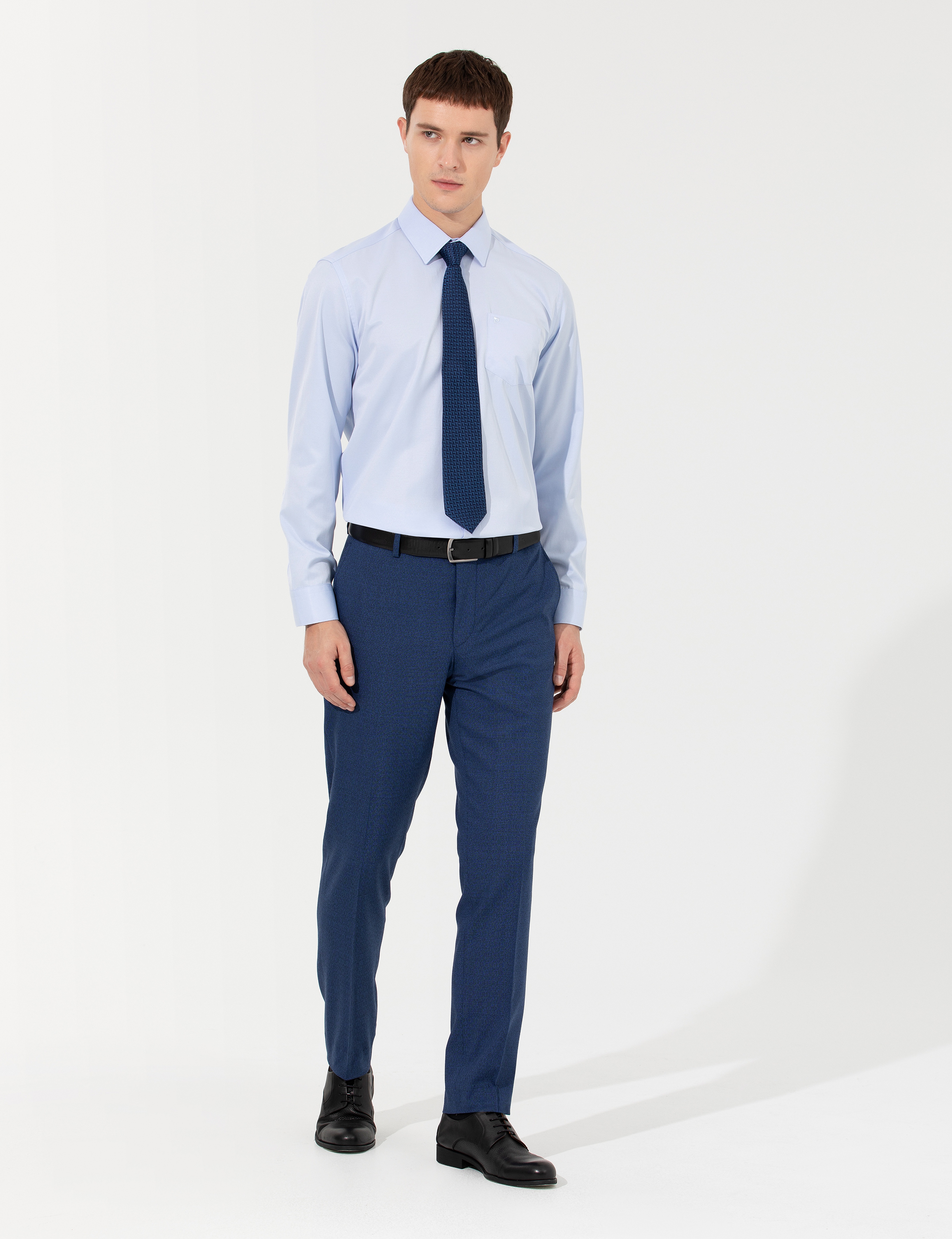 Açık Mavi Regular Fit Uzun Kollu Basic Gömlek