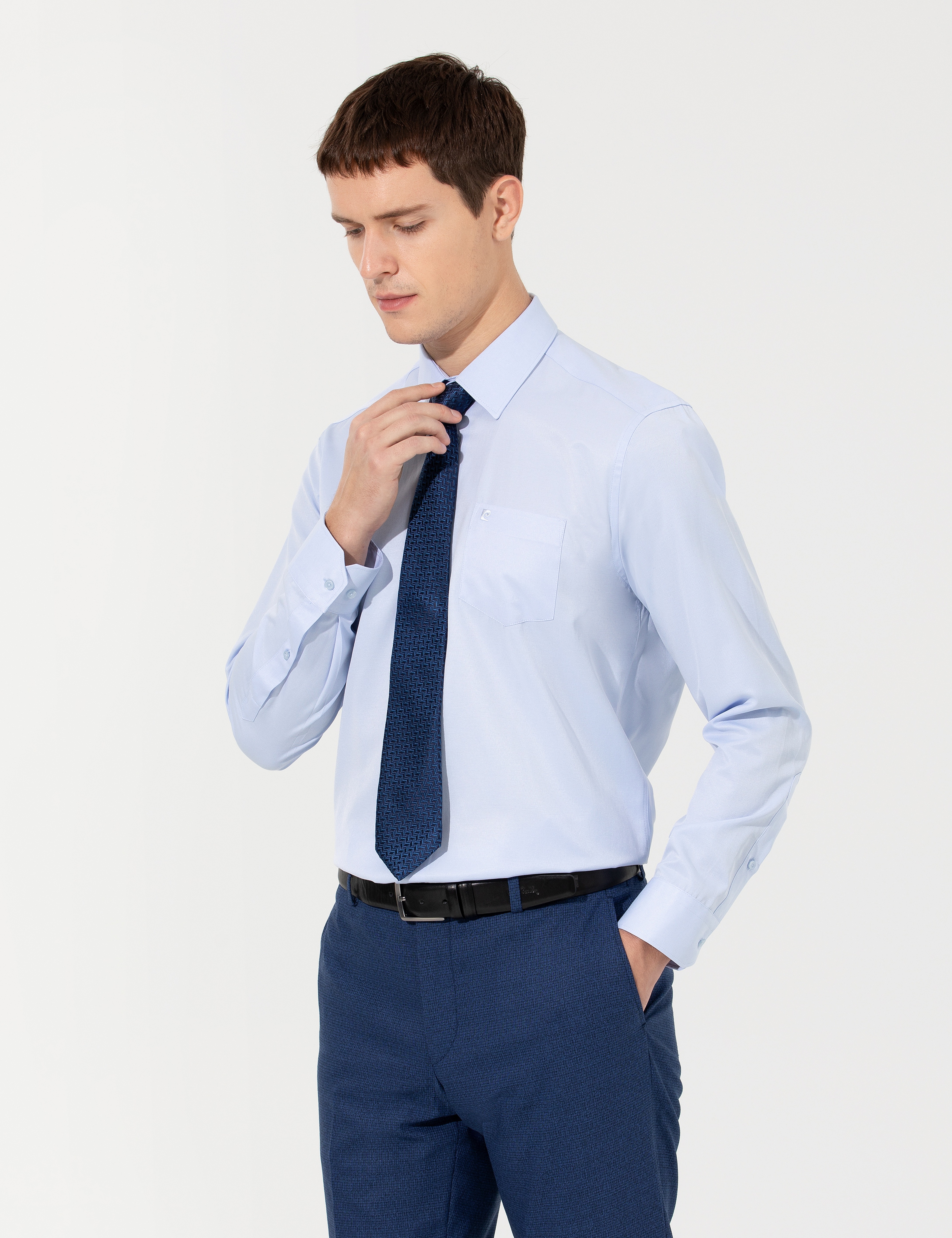 Açık Mavi Regular Fit Uzun Kollu Basic Gömlek - Image 1