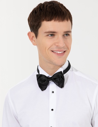 Beyaz Slim Fit Smokin Gömlek