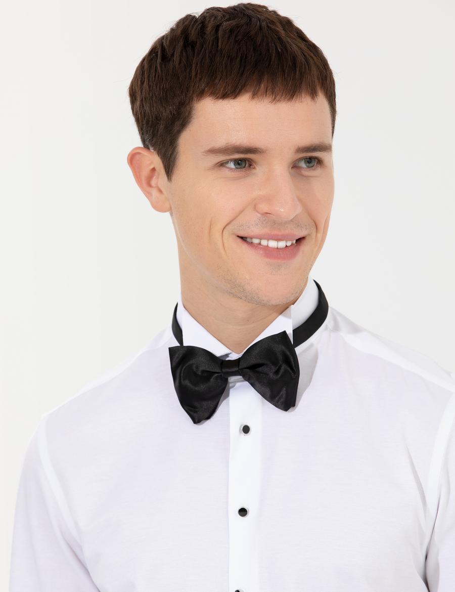 Beyaz Slim Fit Smokin Gömlek