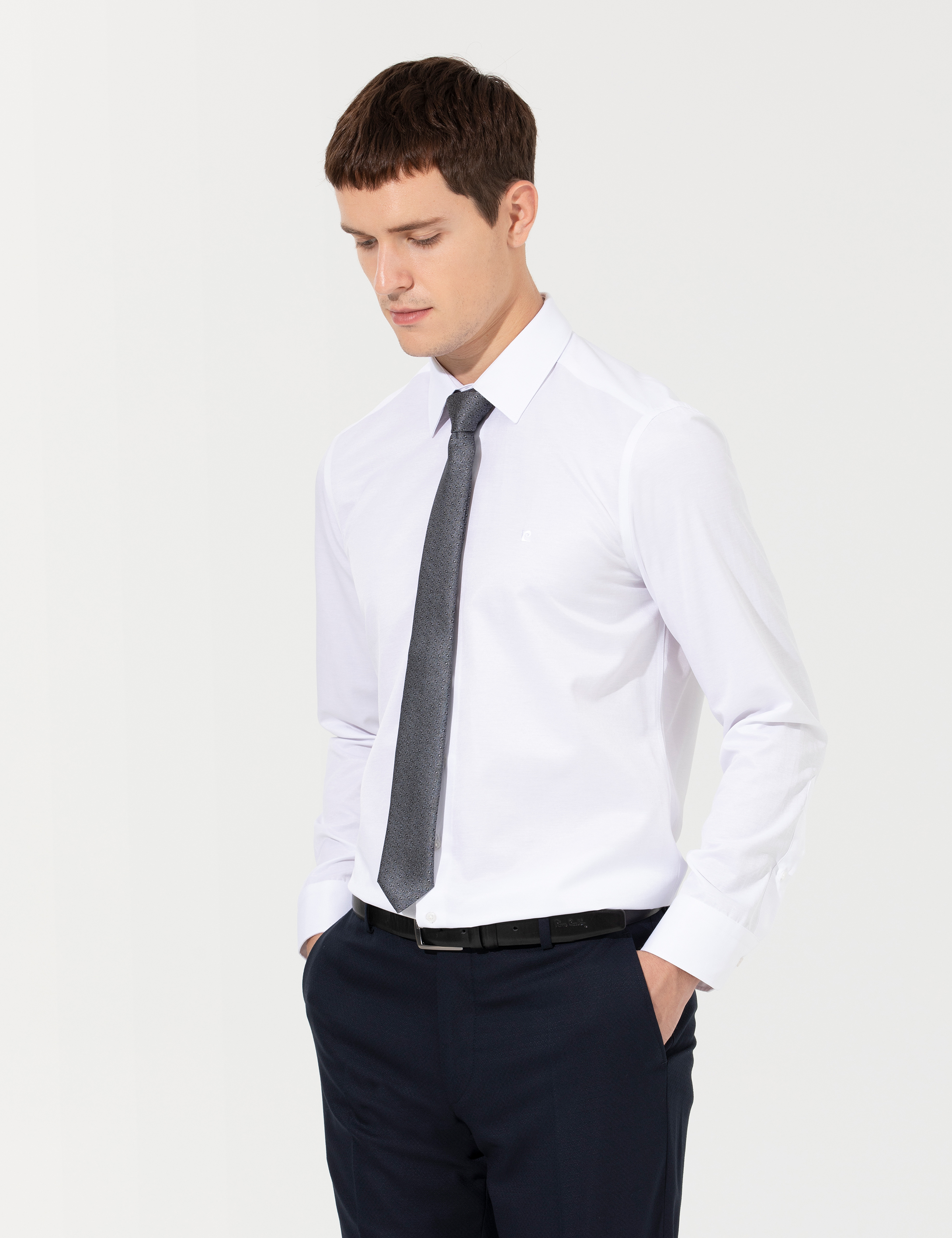 Beyaz Slim Fit Uzun Kollu Basic Gömlek - Image 3