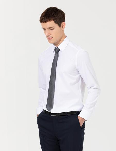 Beyaz Slim Fit Uzun Kollu Basic Gömlek - 50251179007