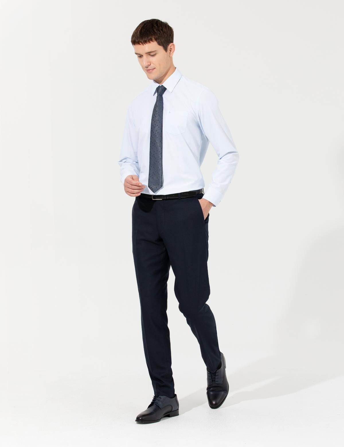 Açık Mavi Regular Fit Uzun Kollu Basic Gömlek - 50251169042