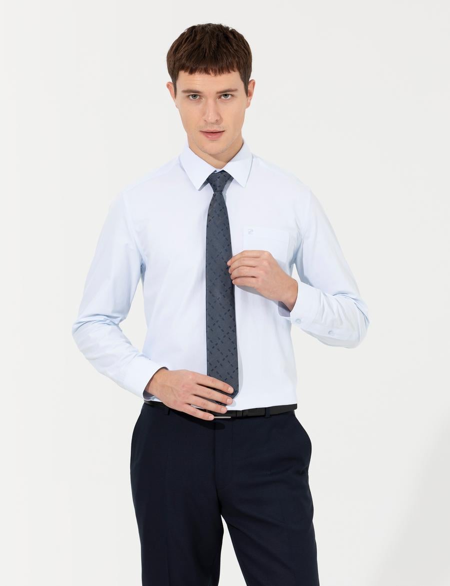 Açık Mavi Regular Fit Uzun Kollu Basic Gömlek