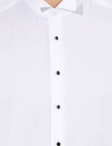 Beyaz Slim Fit Smokin Gömlek