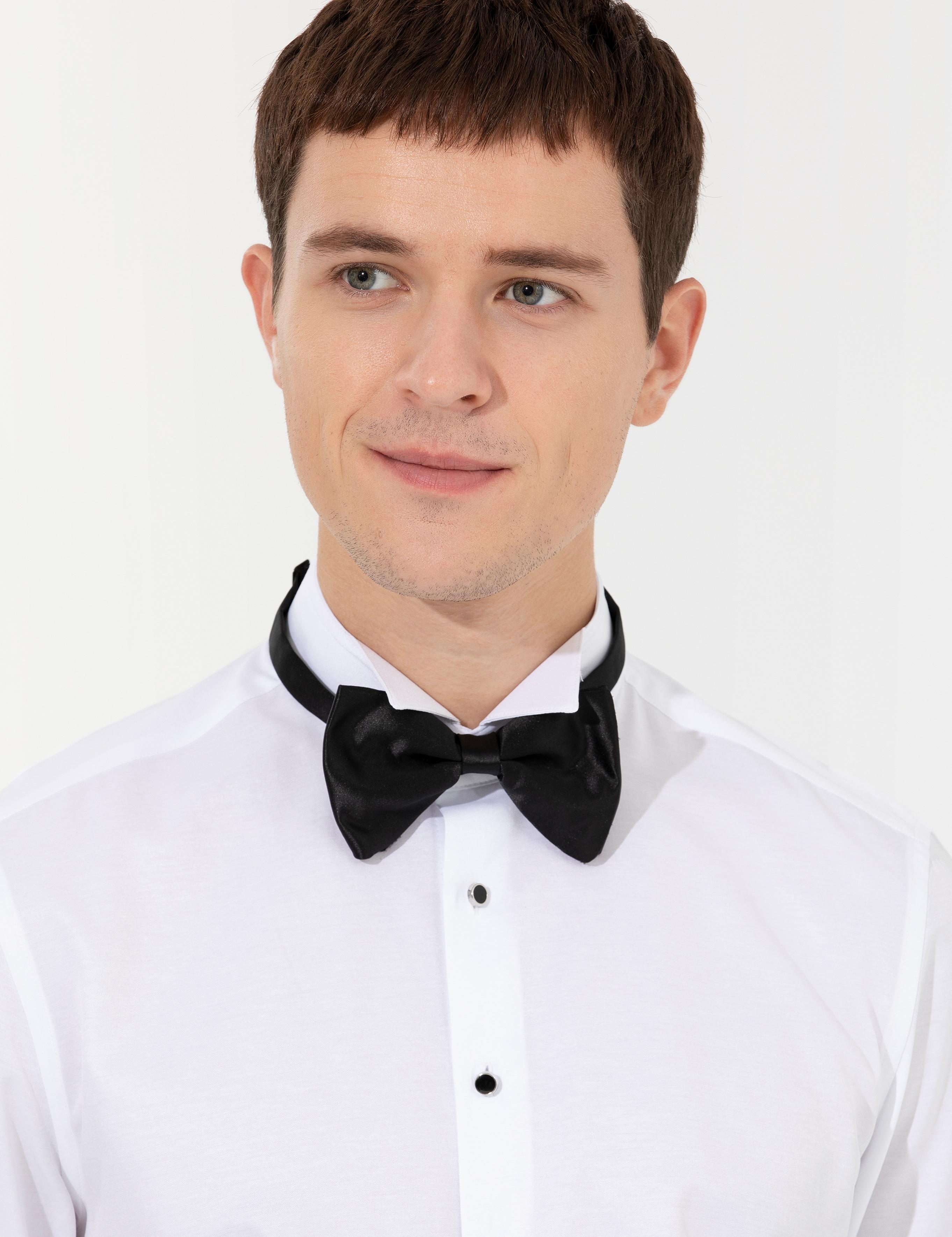 Beyaz Slim Fit Smokin Gömlek