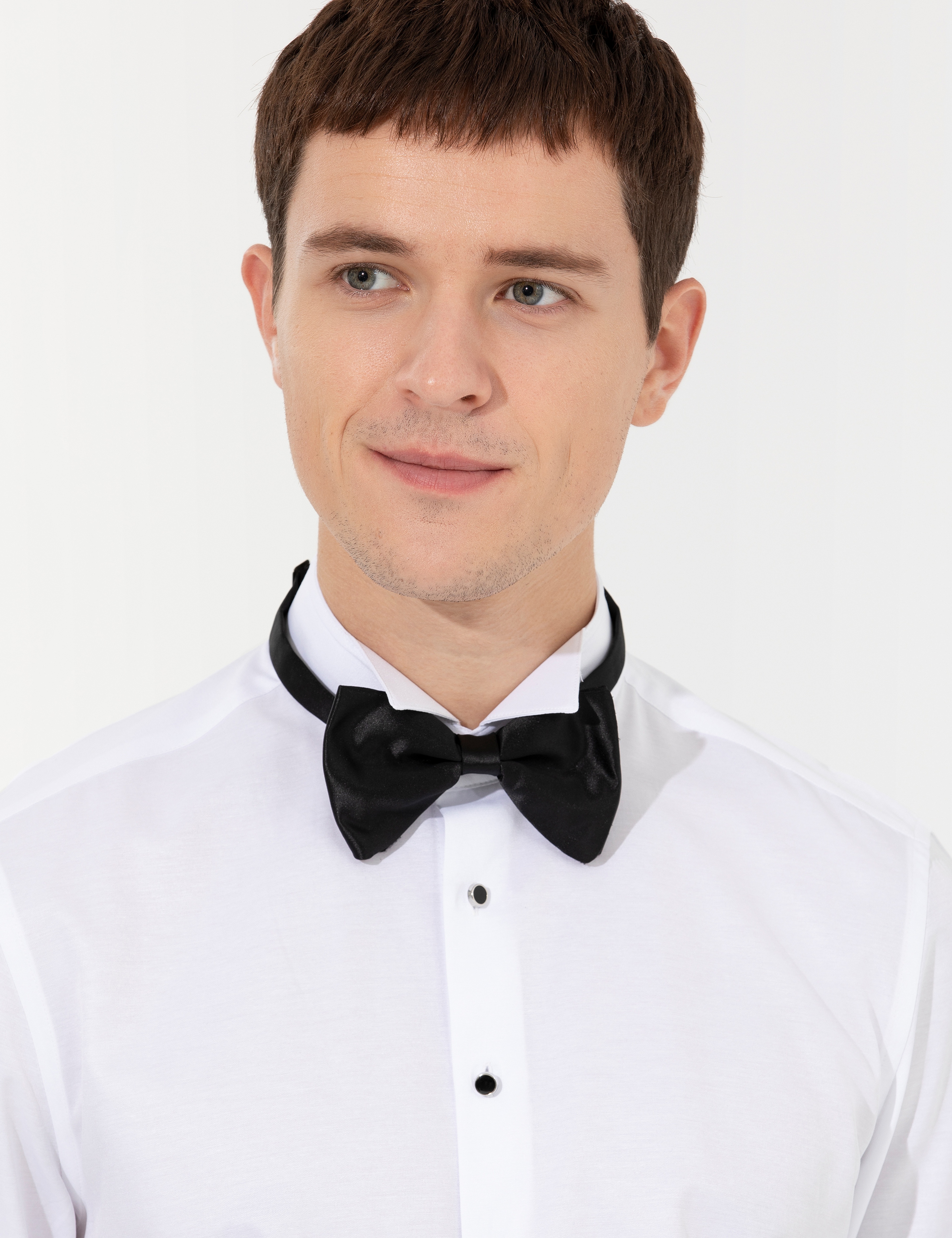 Beyaz Slim Fit Smokin Gömlek - Image 2