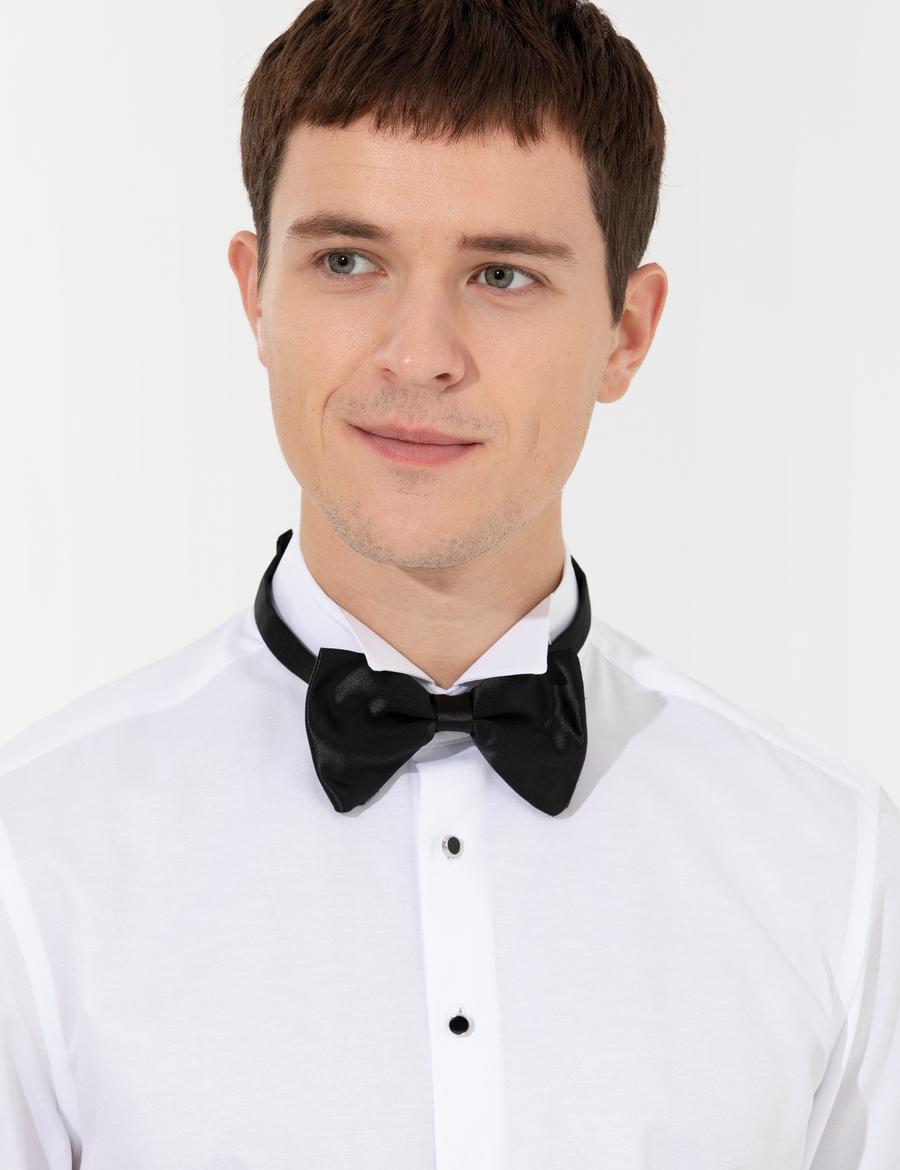 Beyaz Slim Fit Smokin Gömlek