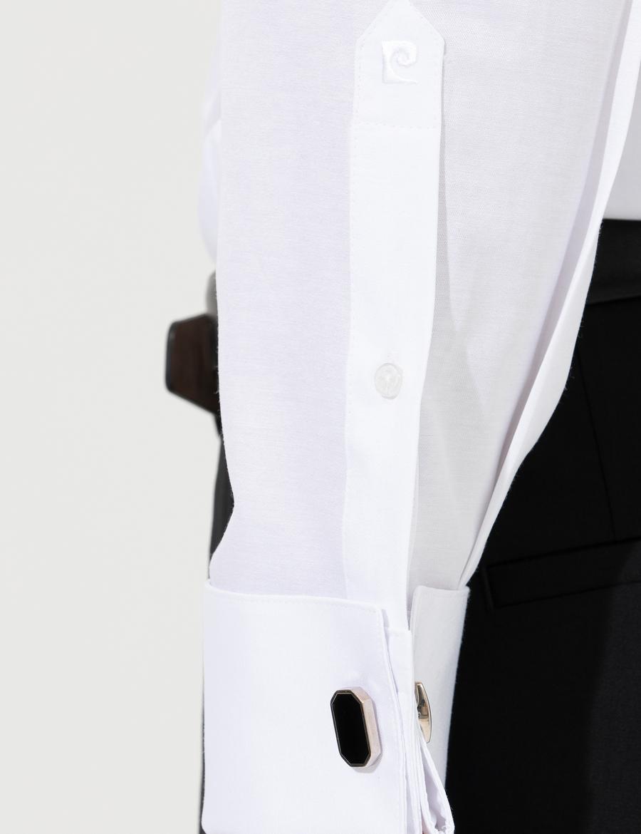 Beyaz Slim Fit Smokin Gömlek