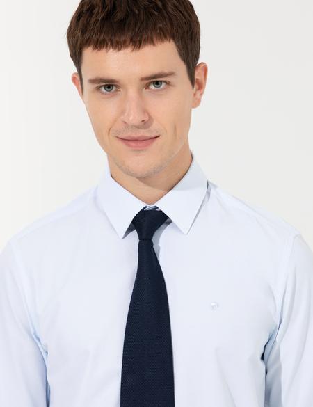 Açık Mavi Slim Fit Uzun Kollu Basic Gömlek - 50251168043