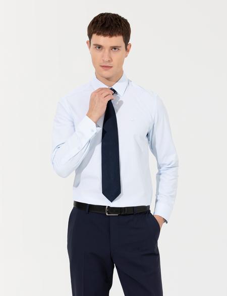 Açık Mavi Slim Fit Uzun Kollu Basic Gömlek - 50251168043