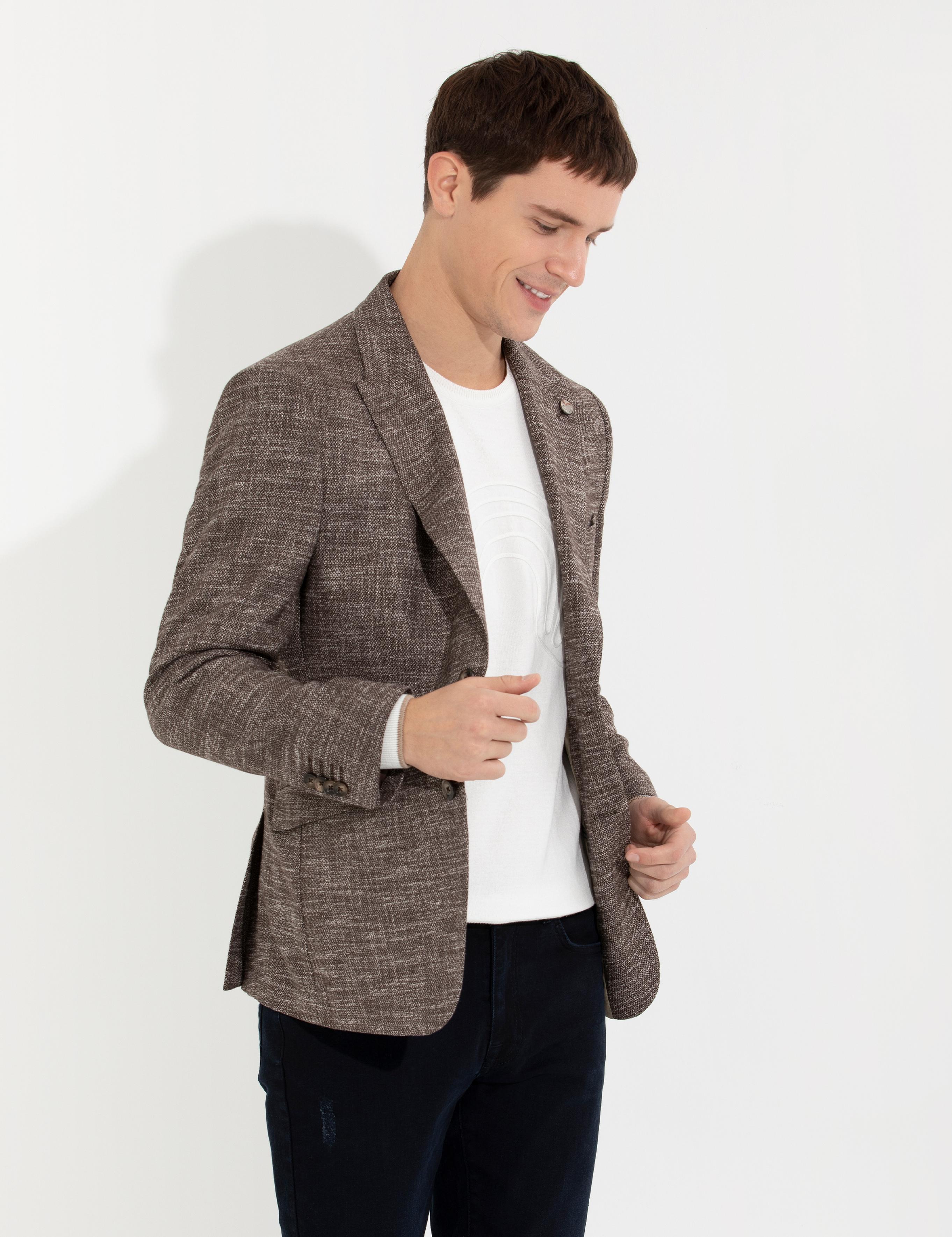 Kahverengi Slim Fit Ceket