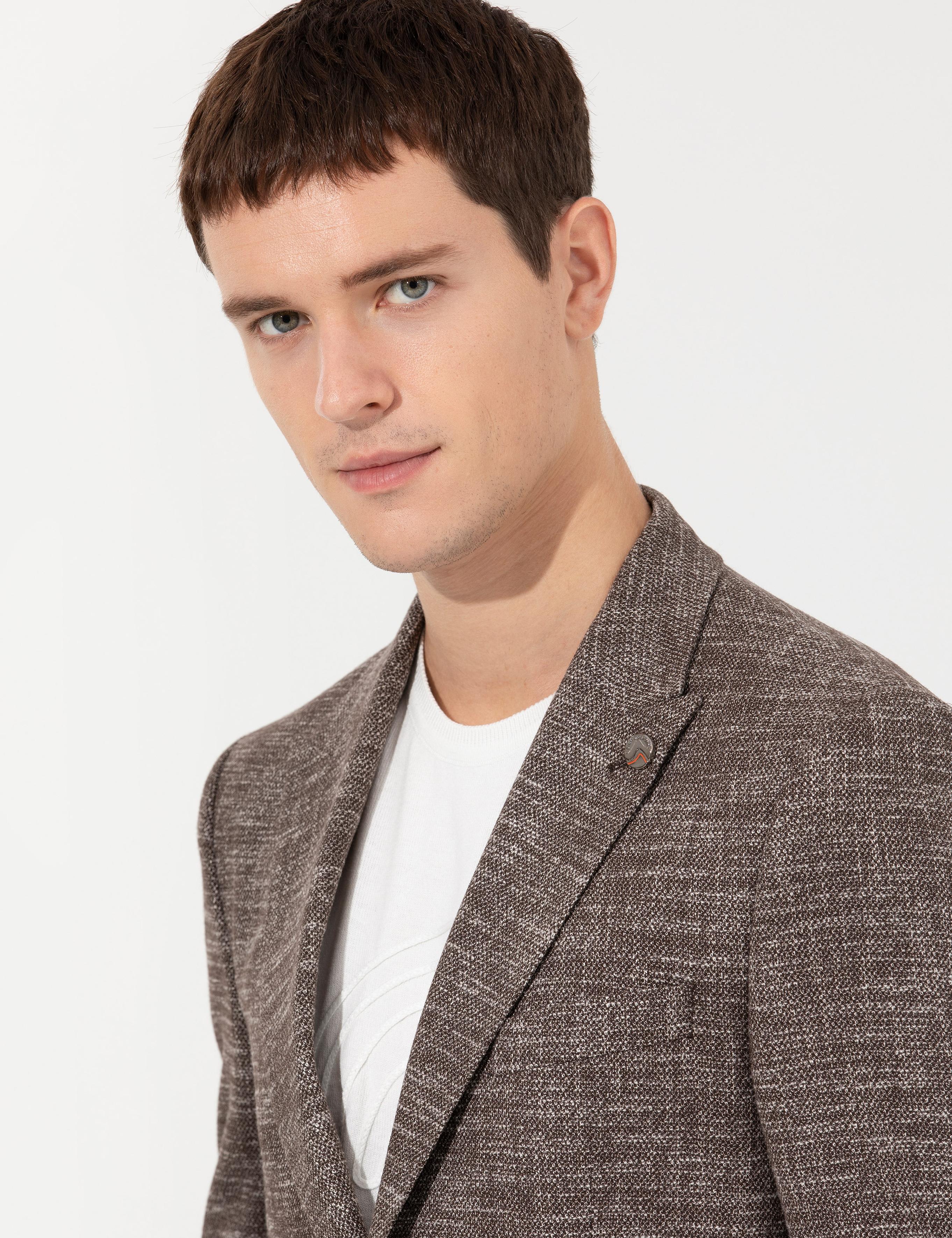 Kahverengi Slim Fit Ceket