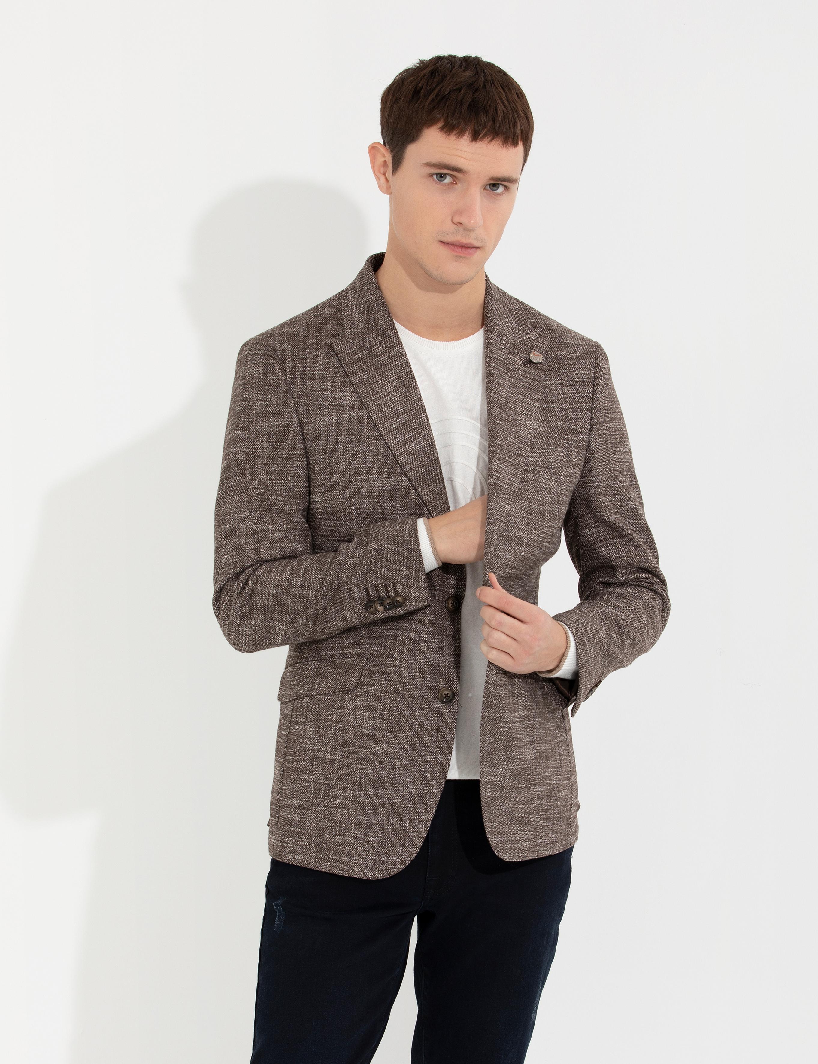 Kahverengi Slim Fit Ceket