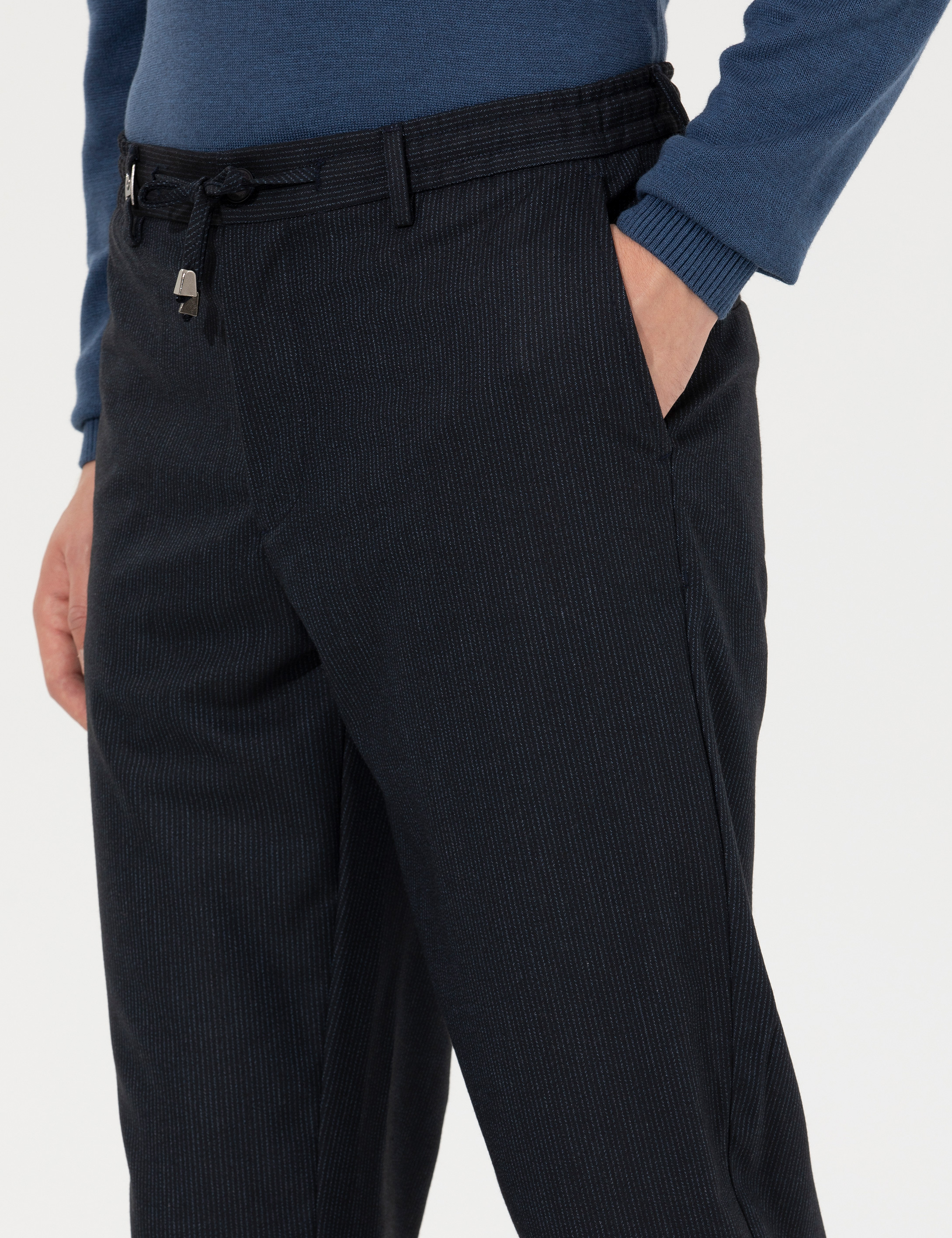 Lacivert Slim Fit Kumaş Pantolon - Image 6