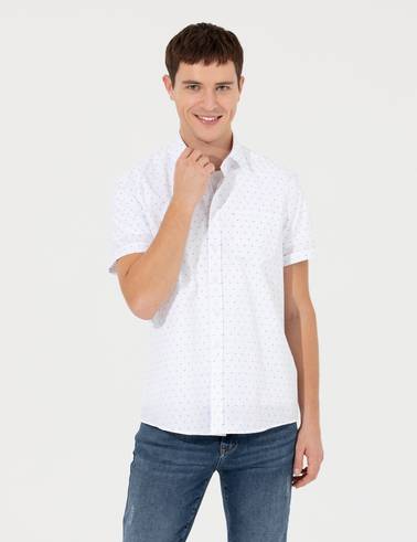 Lacivert Regular Fit Kısa Kollu Gömlek