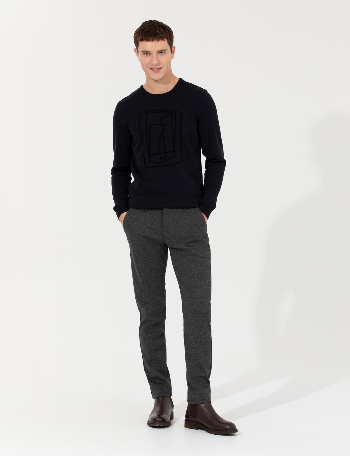 Antrasit Slim Fit Kanvas Pantolon