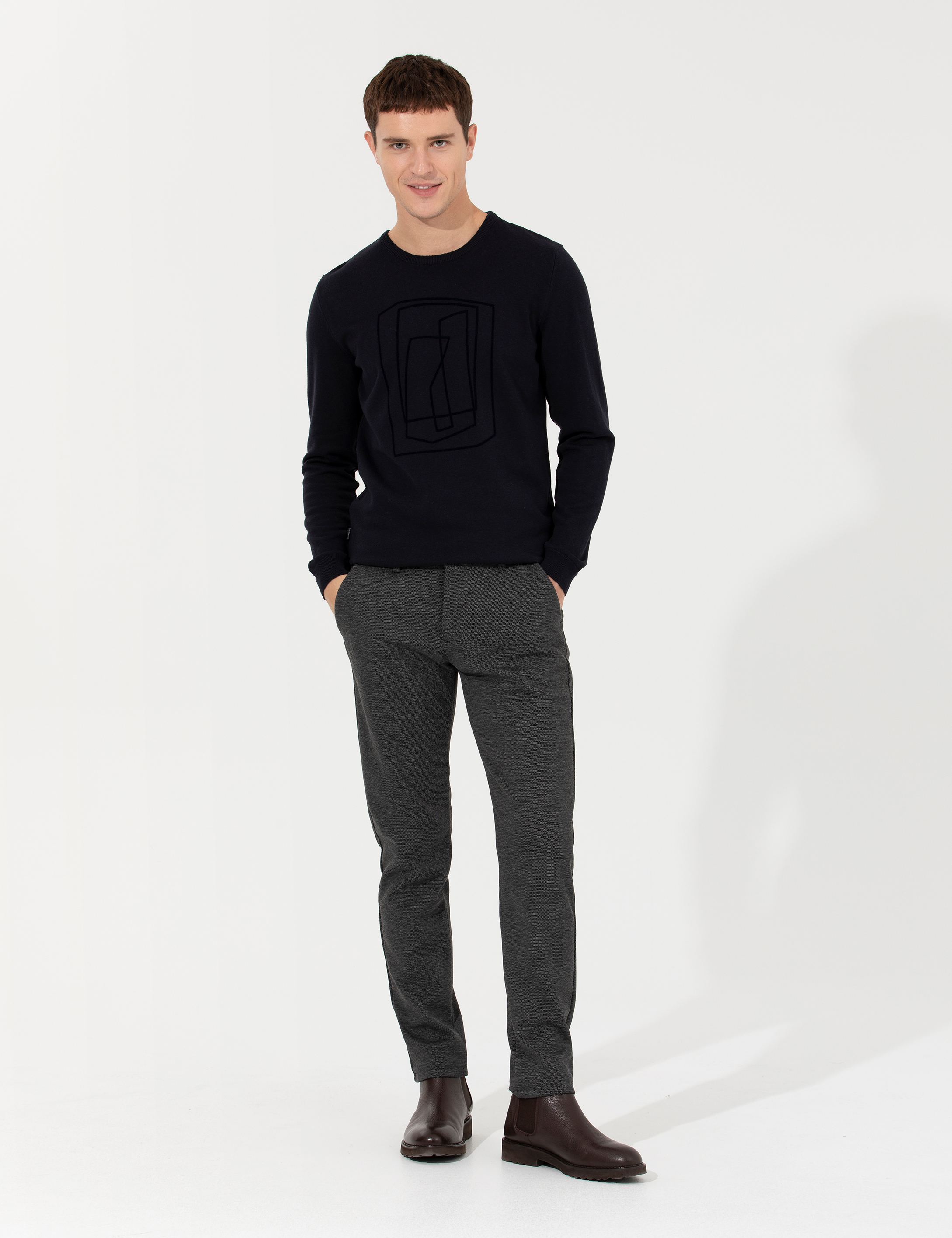 Antrasit Slim Fit Kanvas Pantolon - Image 1