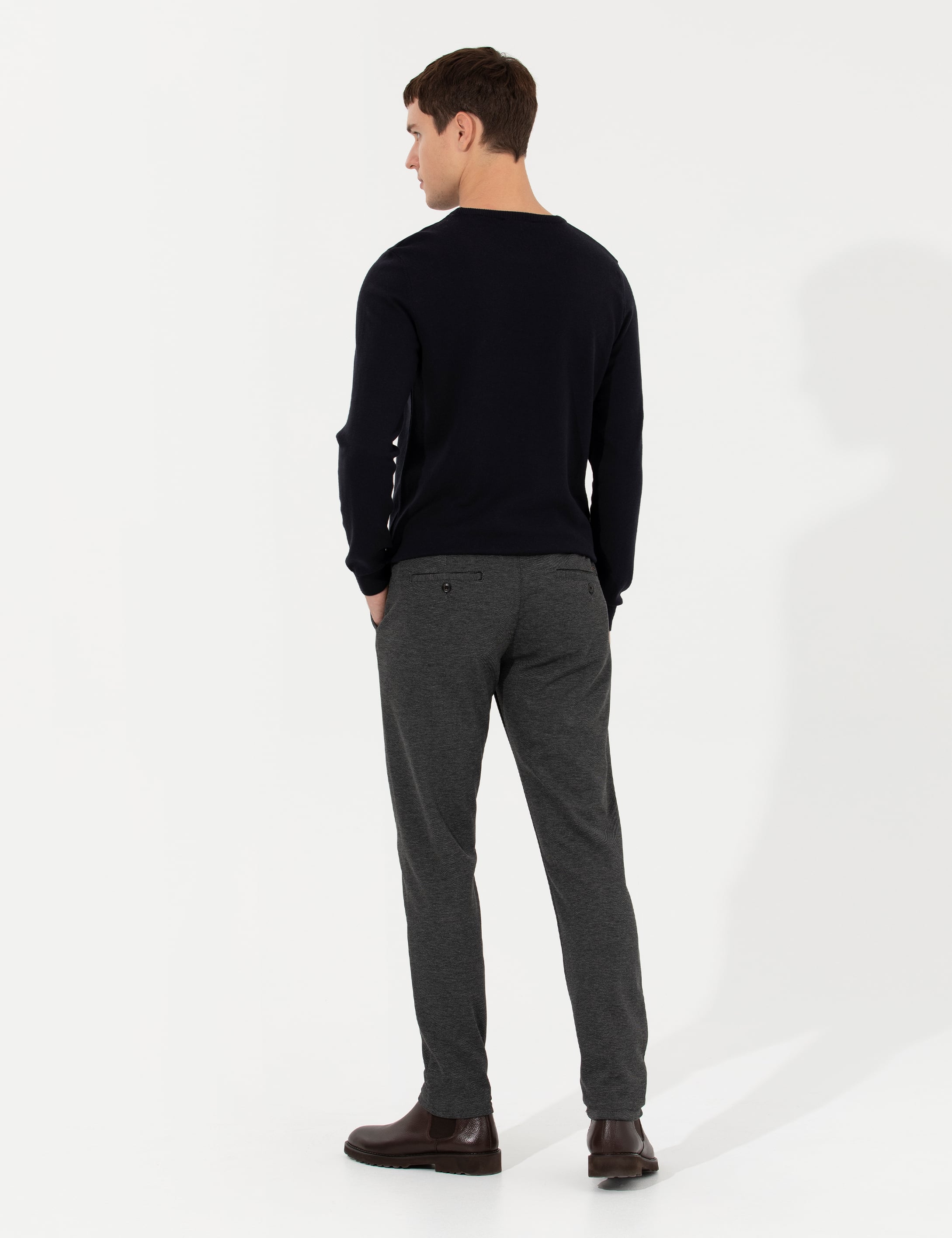 Antrasit Slim Fit Kanvas Pantolon - Image 4