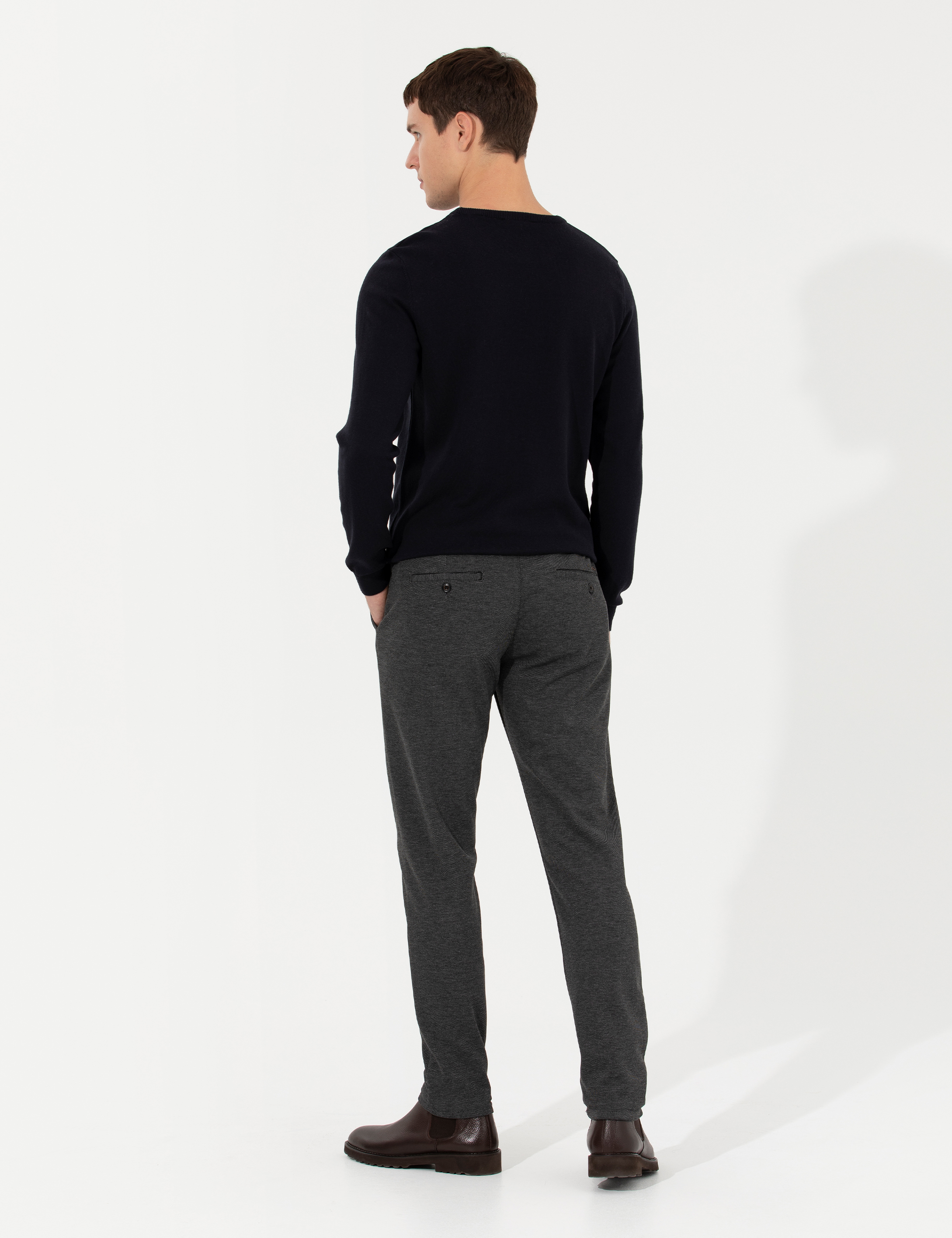 Antrasit Slim Fit Kanvas Pantolon