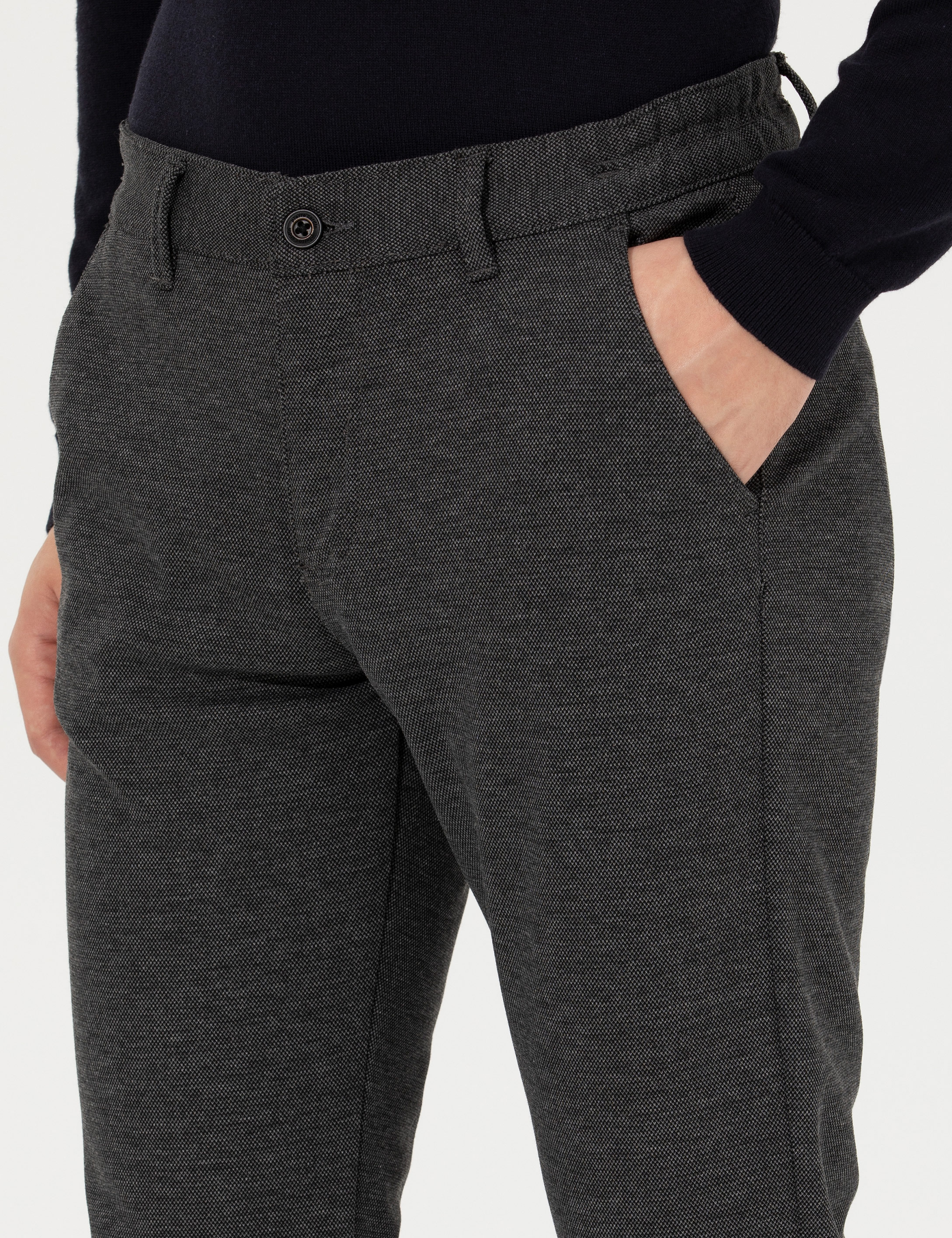 Antrasit Slim Fit Kanvas Pantolon - Image 6