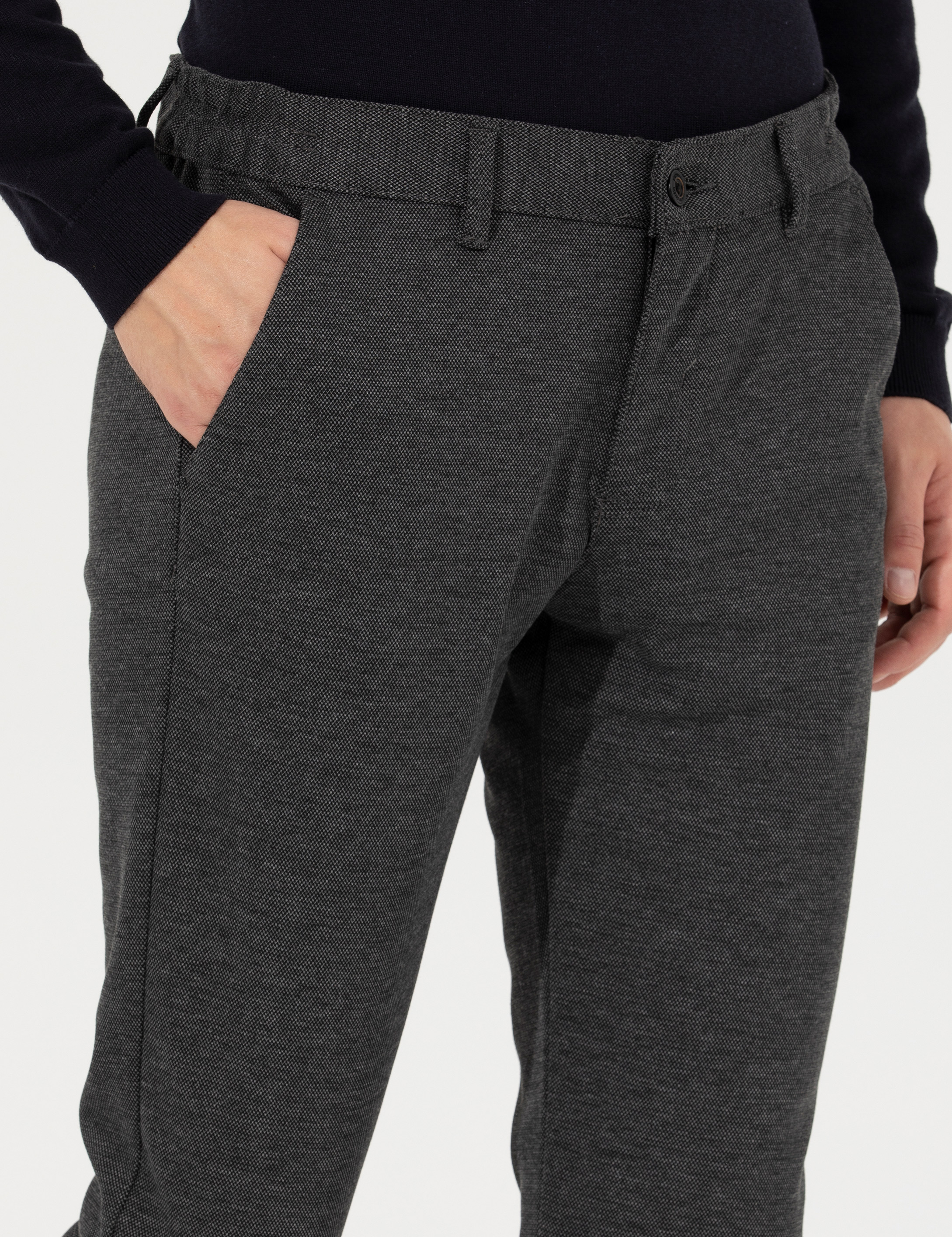 Antrasit Slim Fit Kanvas Pantolon