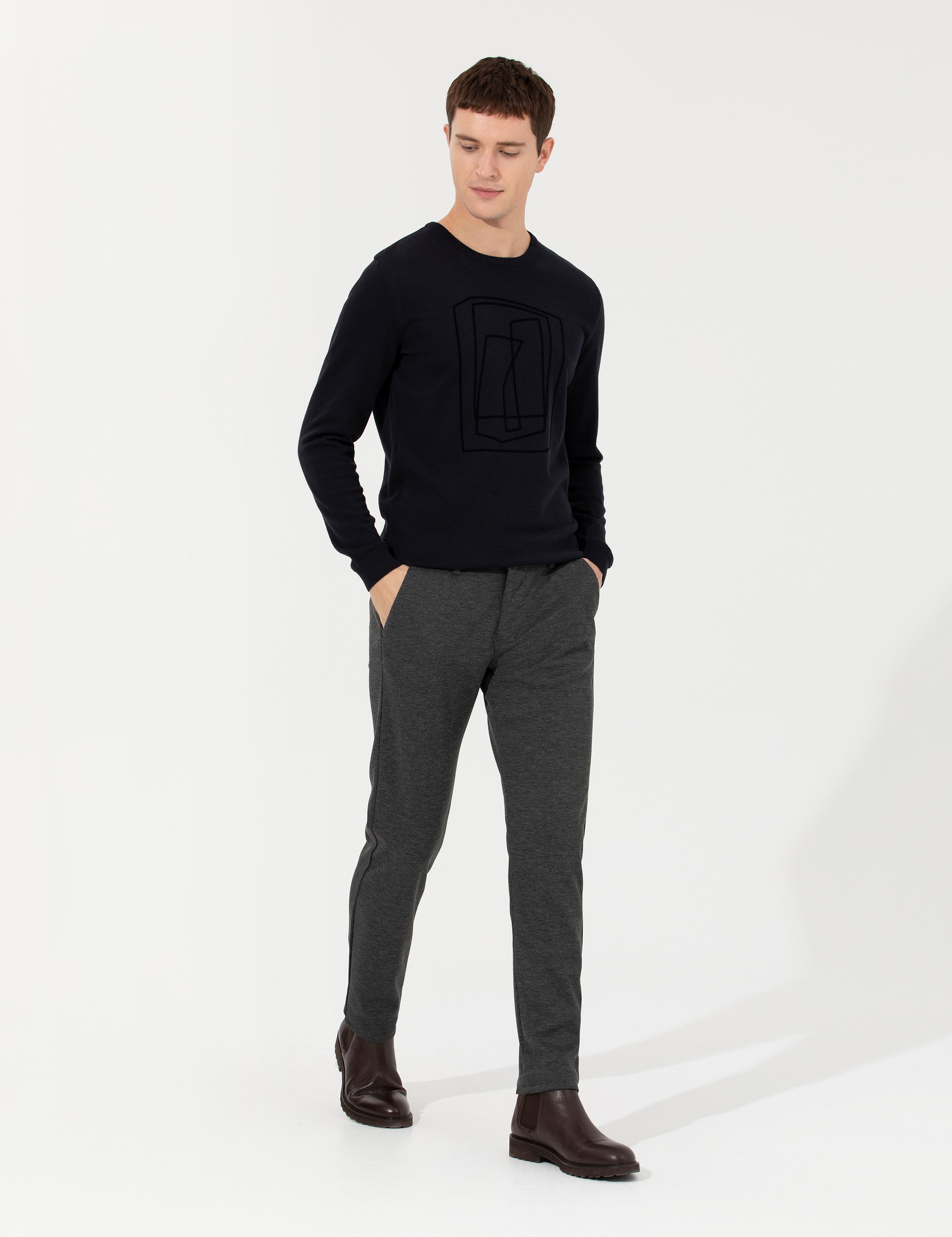 Antrasit Slim Fit Kanvas Pantolon