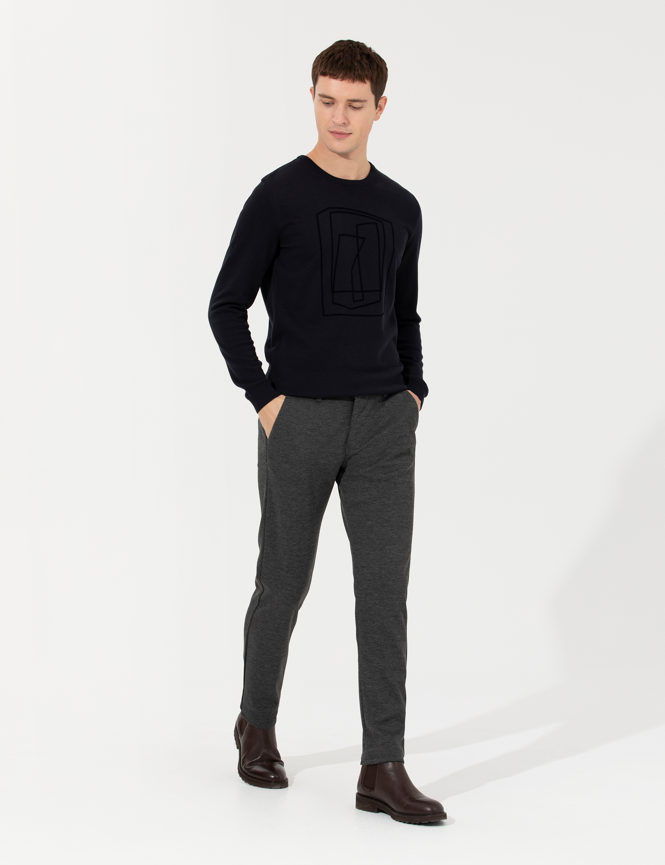 Antrasit Slim Fit Kanvas Pantolon - Image 3