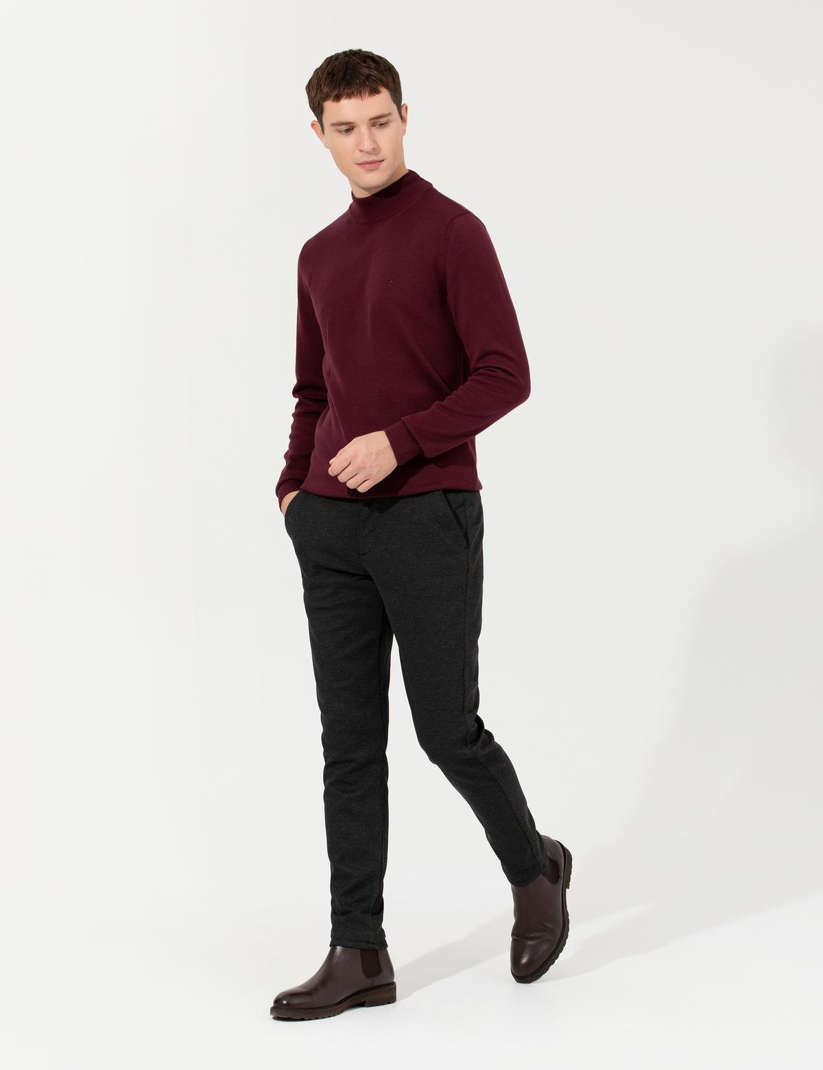 Siyah Slim Fit Kanvas Pantolon - 50263551202