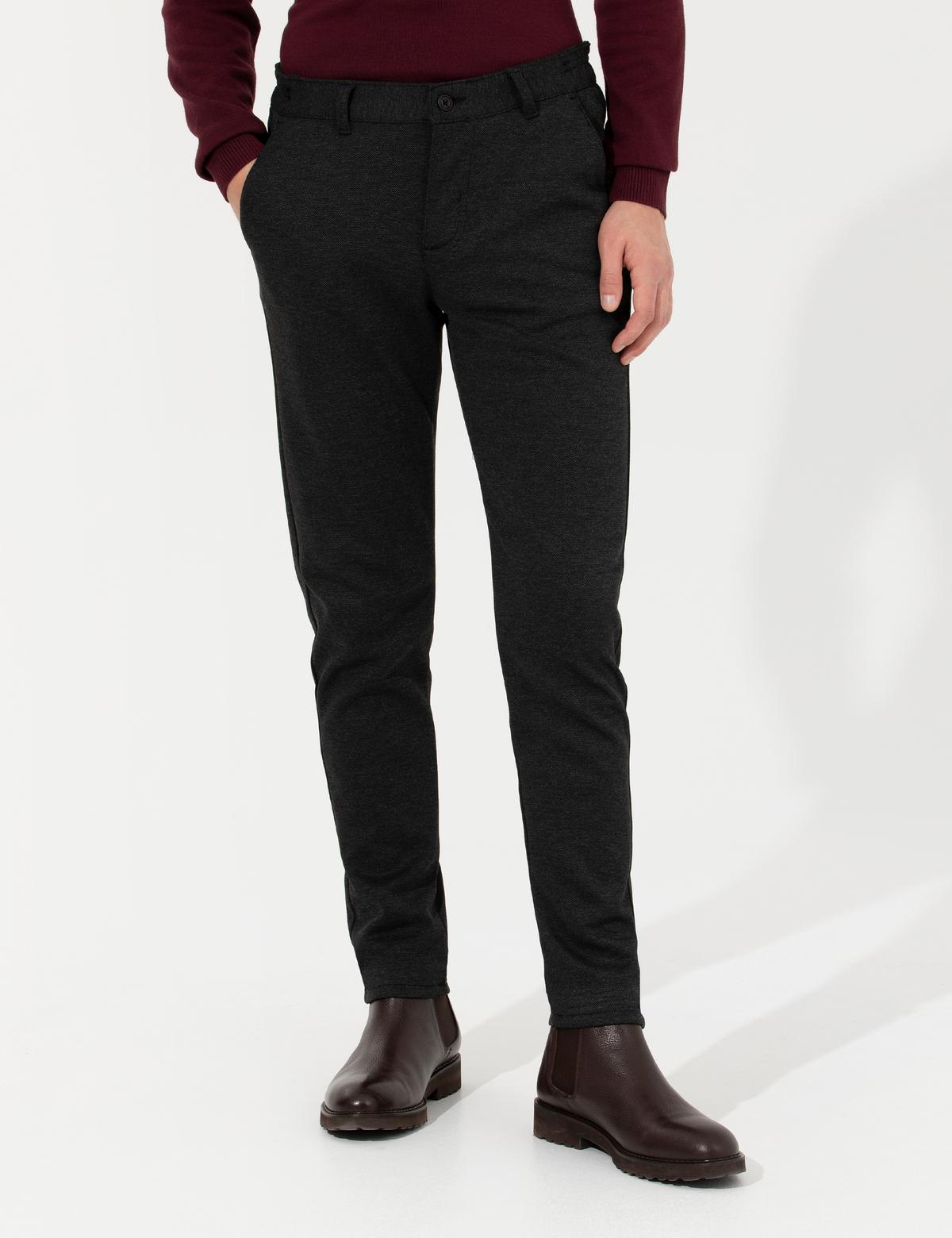 Siyah Slim Fit Kanvas Pantolon - 50263551202