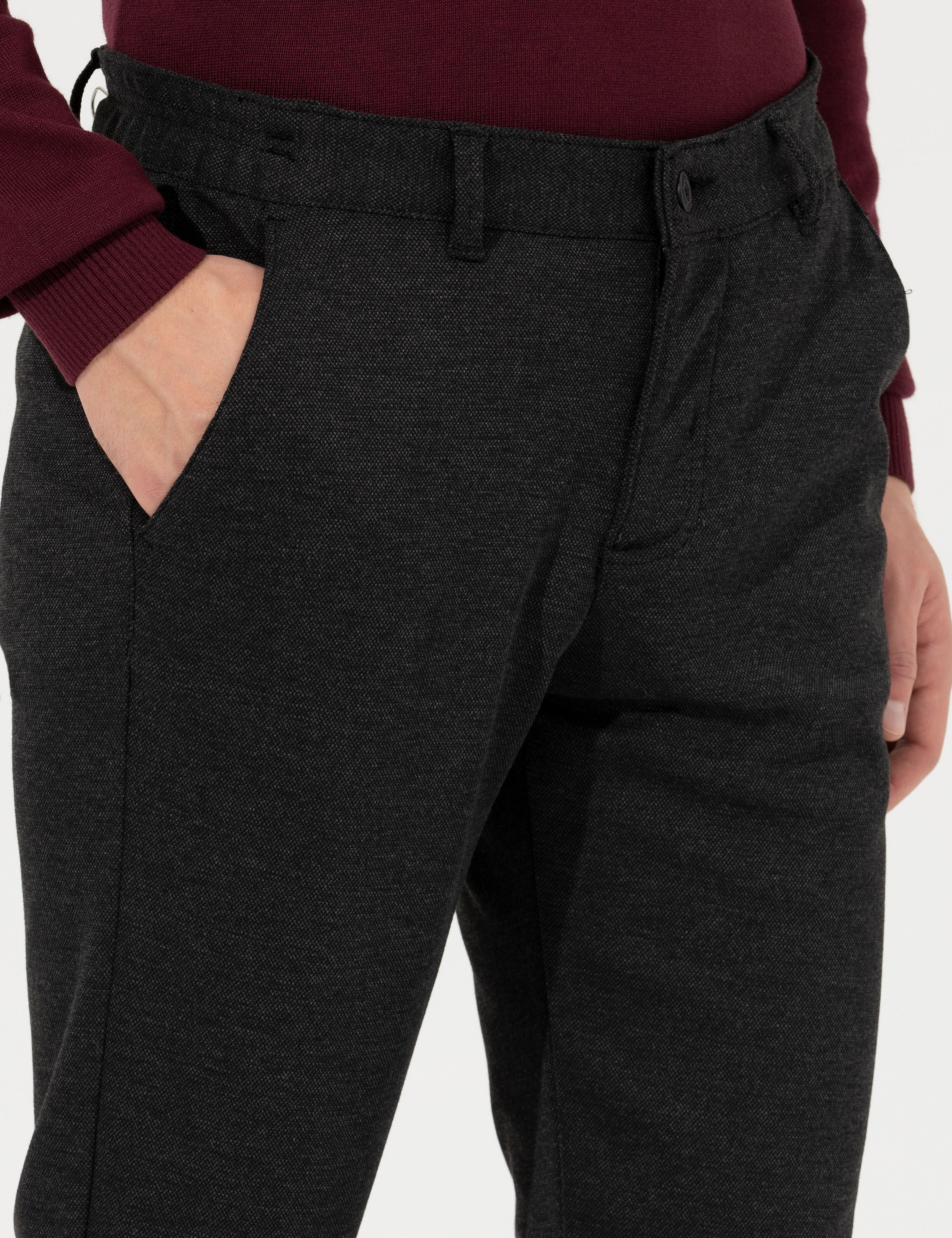 Siyah Slim Fit Kanvas Pantolon