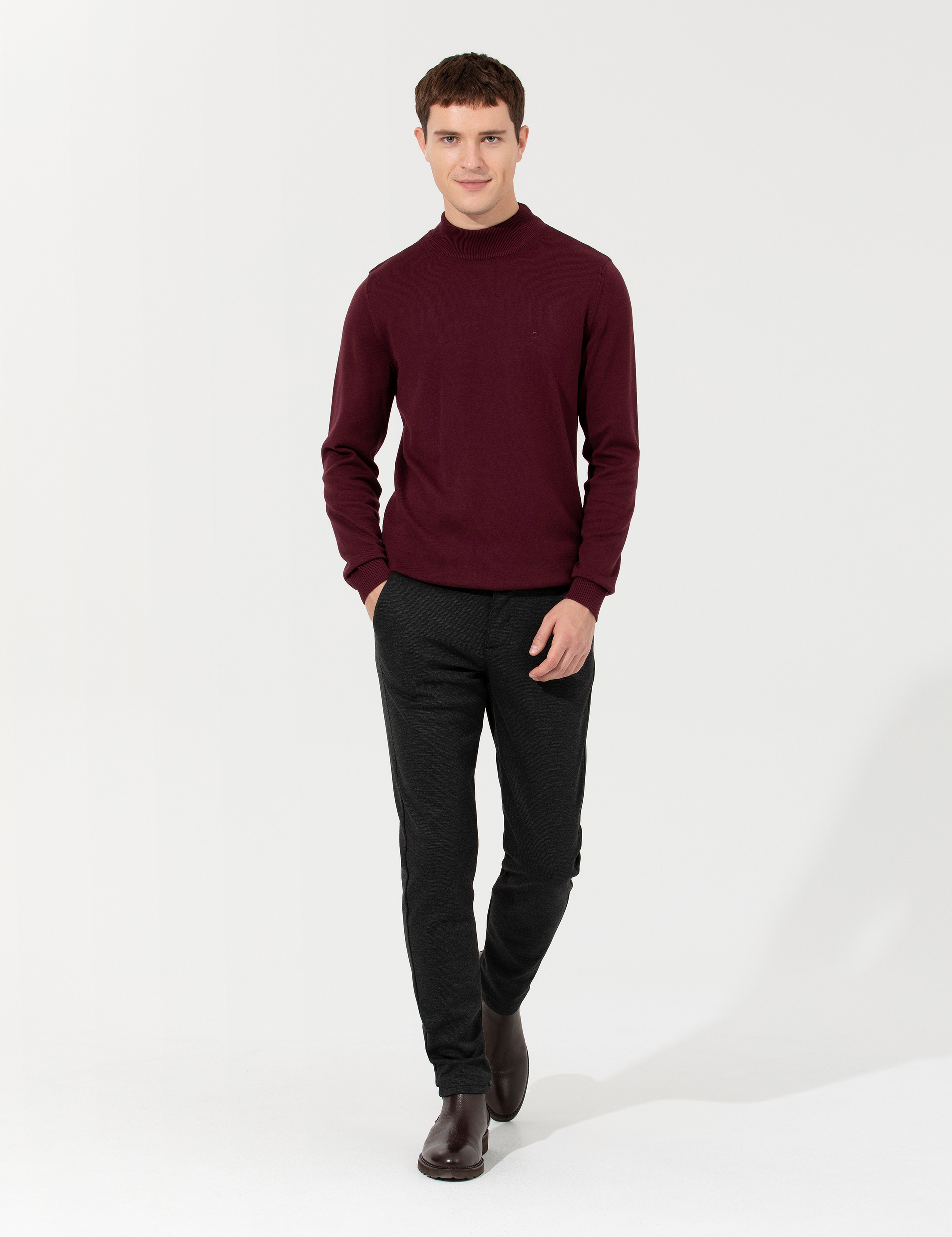 Siyah Slim Fit Kanvas Pantolon - Image 1