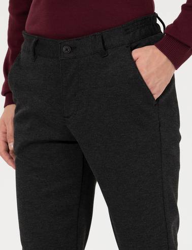 Siyah Slim Fit Kanvas Pantolon