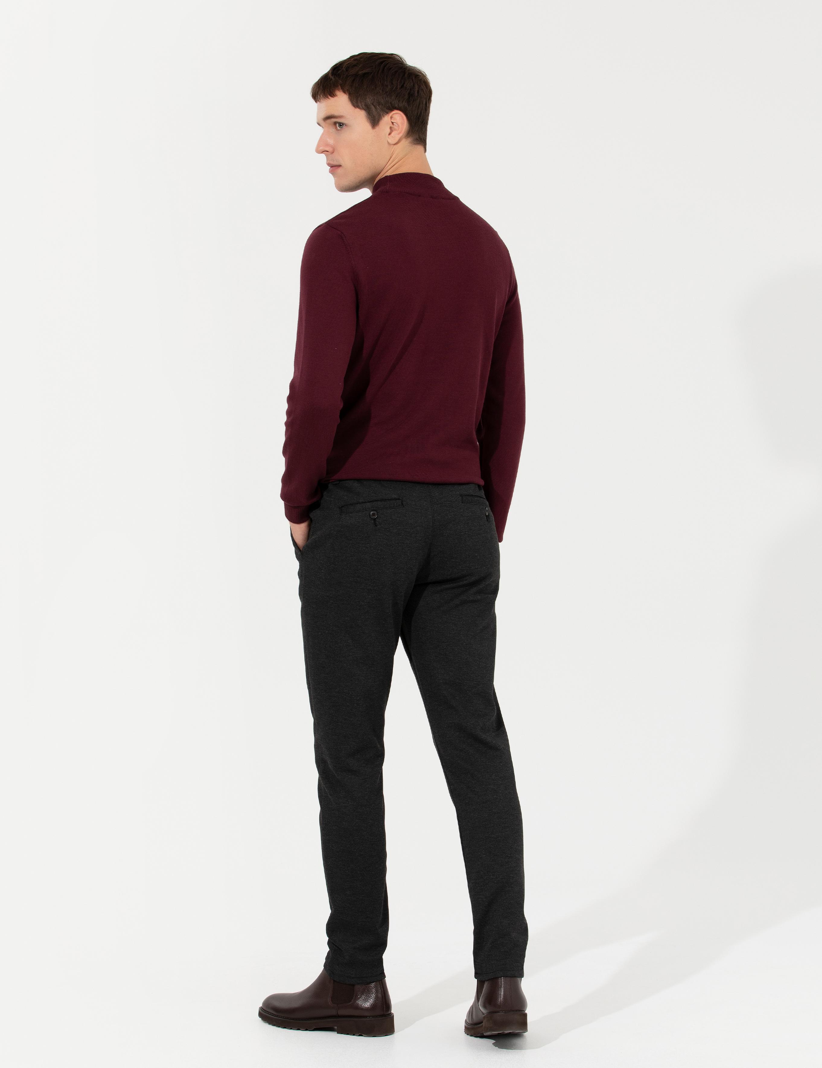 Siyah Slim Fit Kanvas Pantolon