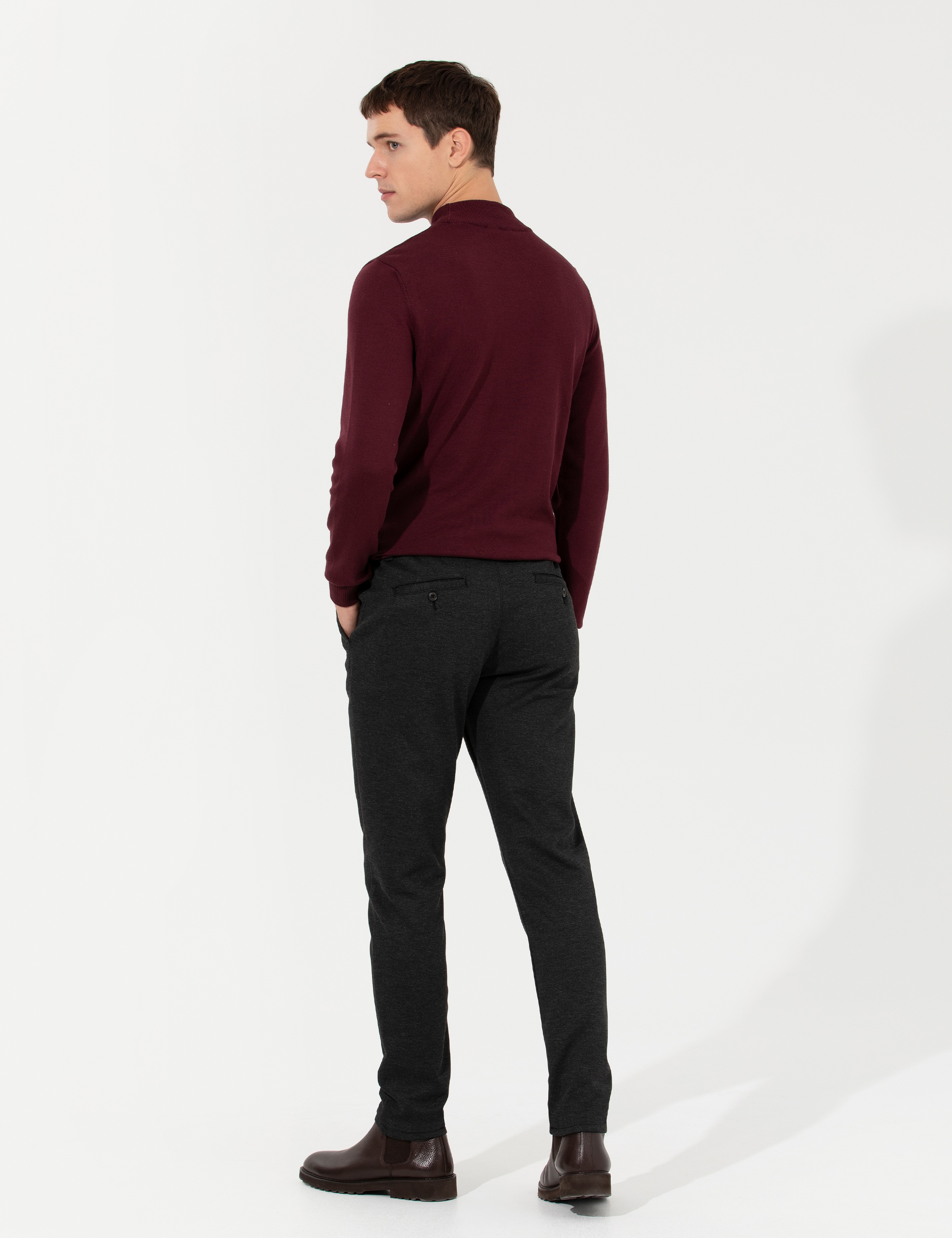 Siyah Slim Fit Kanvas Pantolon