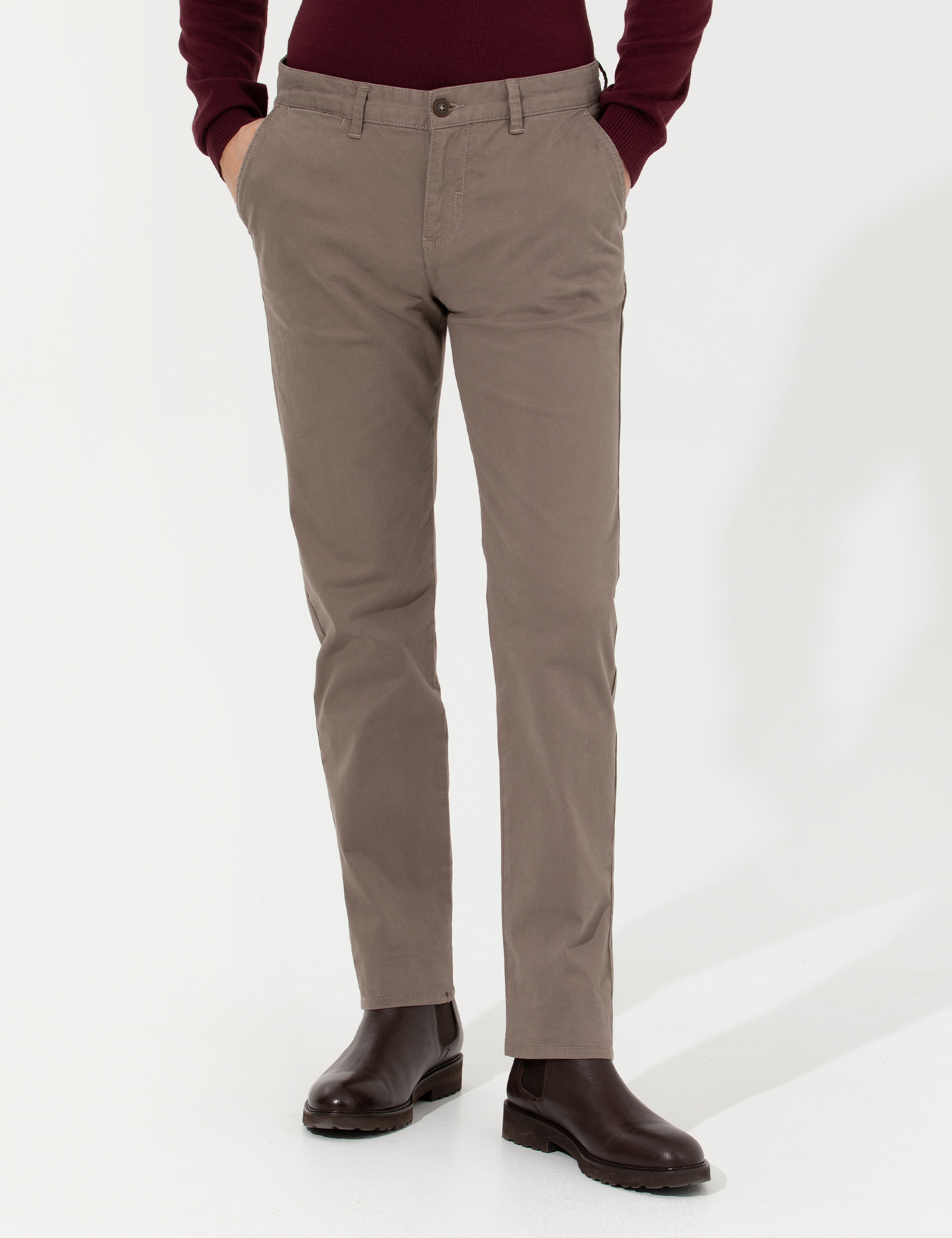 Açık Kahverengi Regular Fit Kanvas Pantolon - Image 2
