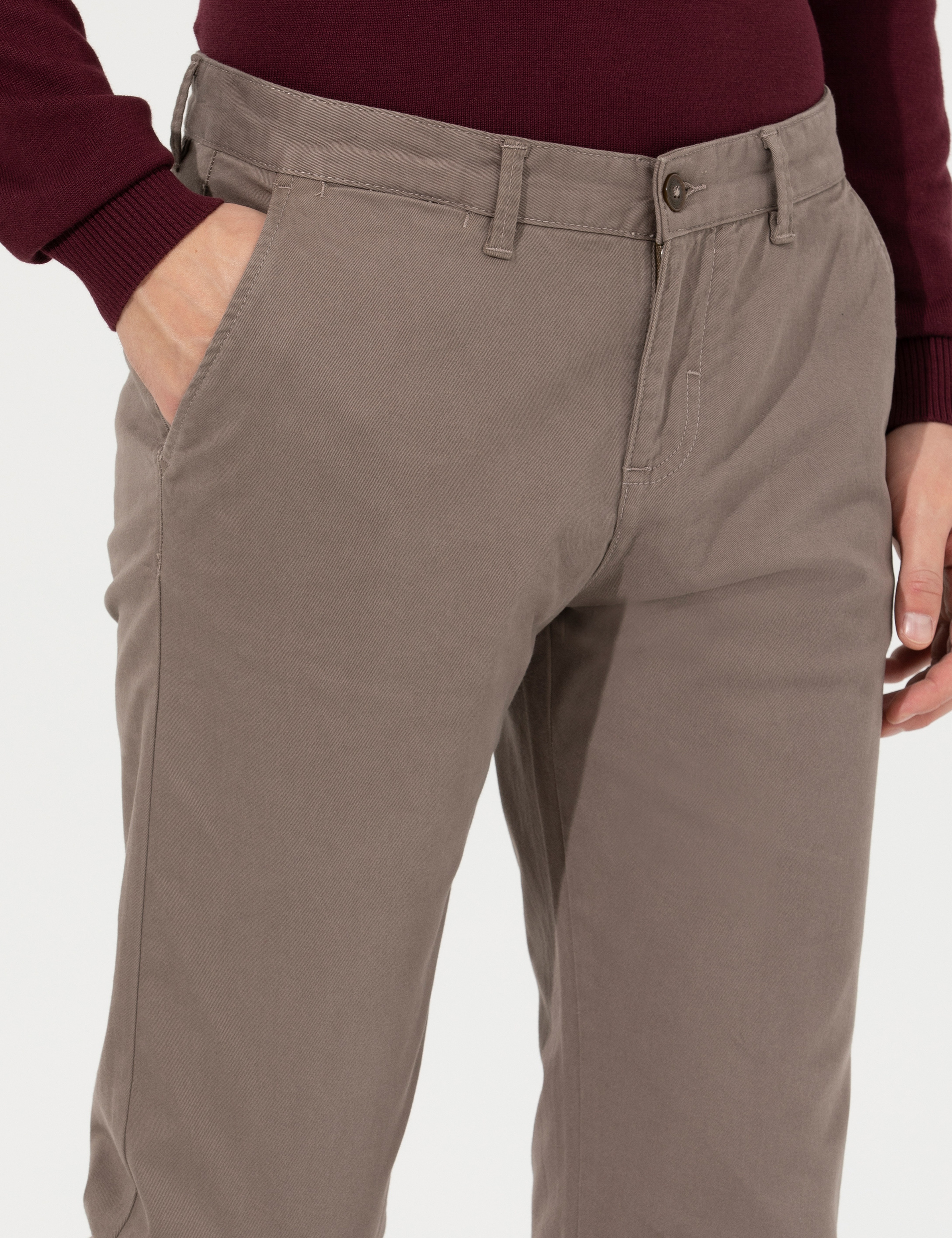 Açık Kahverengi Regular Fit Kanvas Pantolon - Image 5