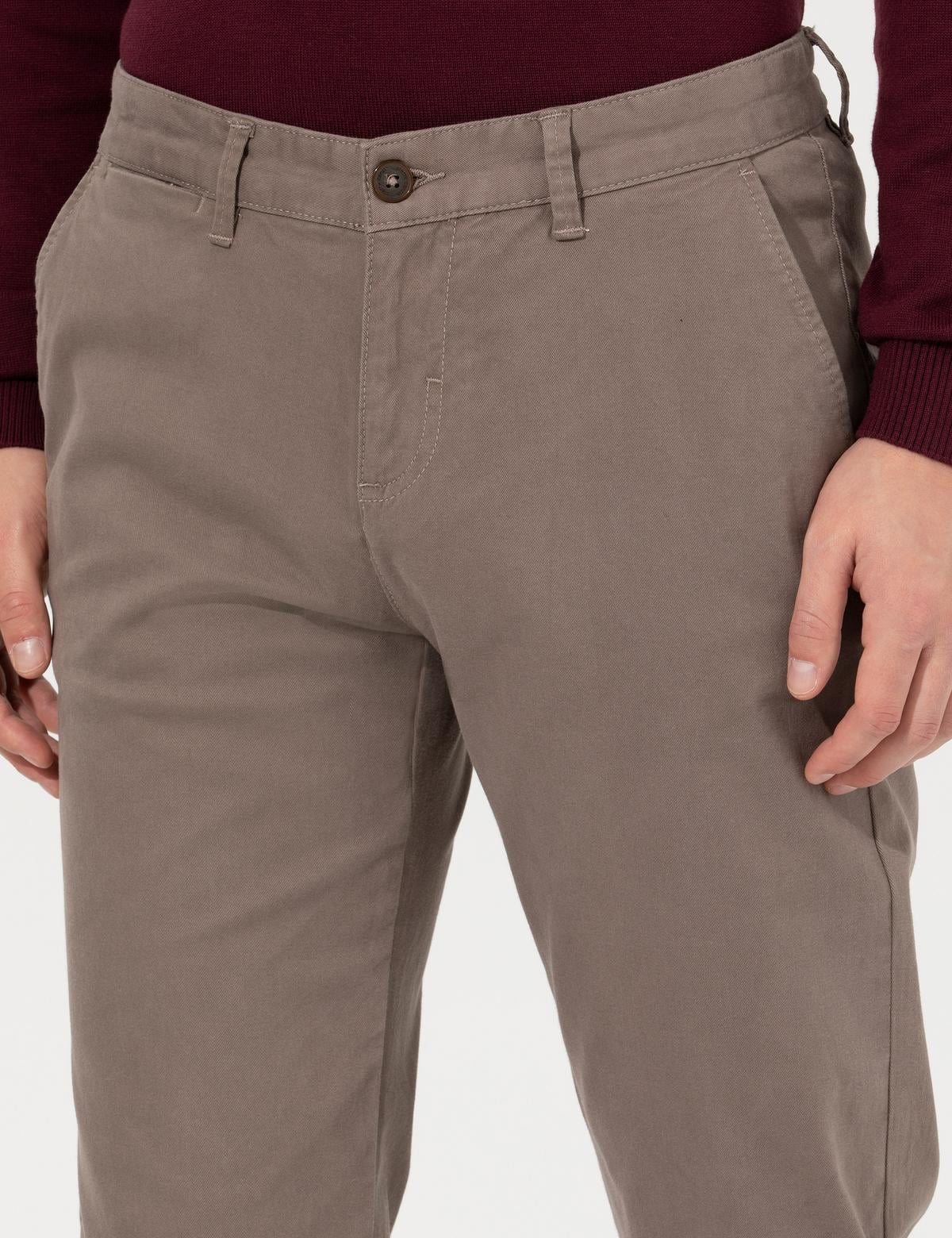 Açık Kahverengi Regular Fit Kanvas Pantolon - 50259782285